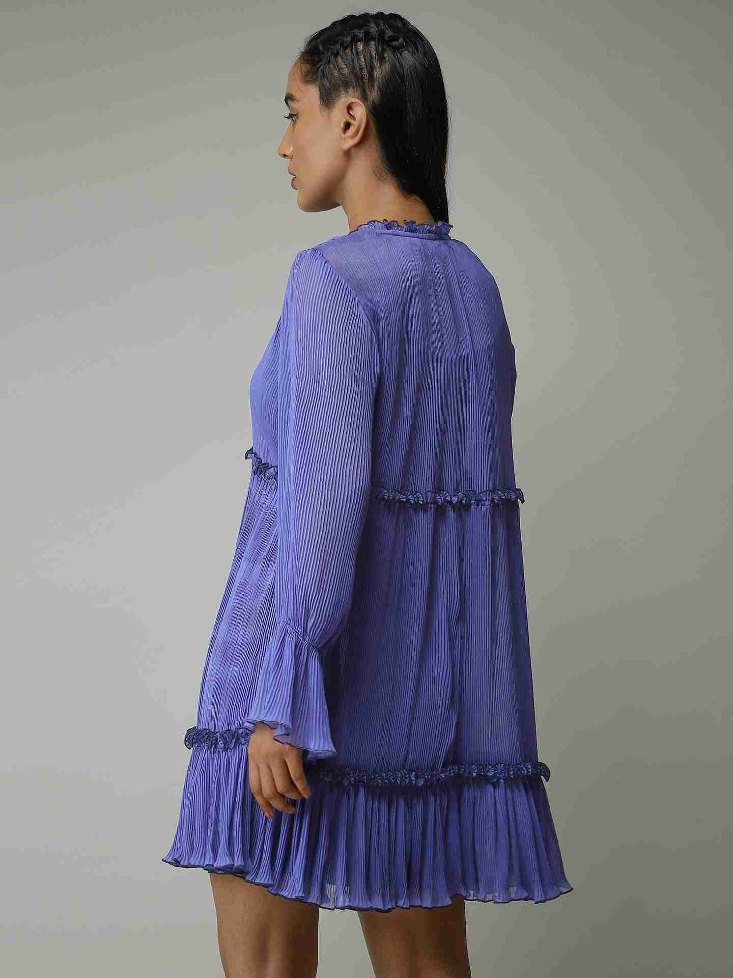 Blue Leisure Basics Pleated Shift Dress