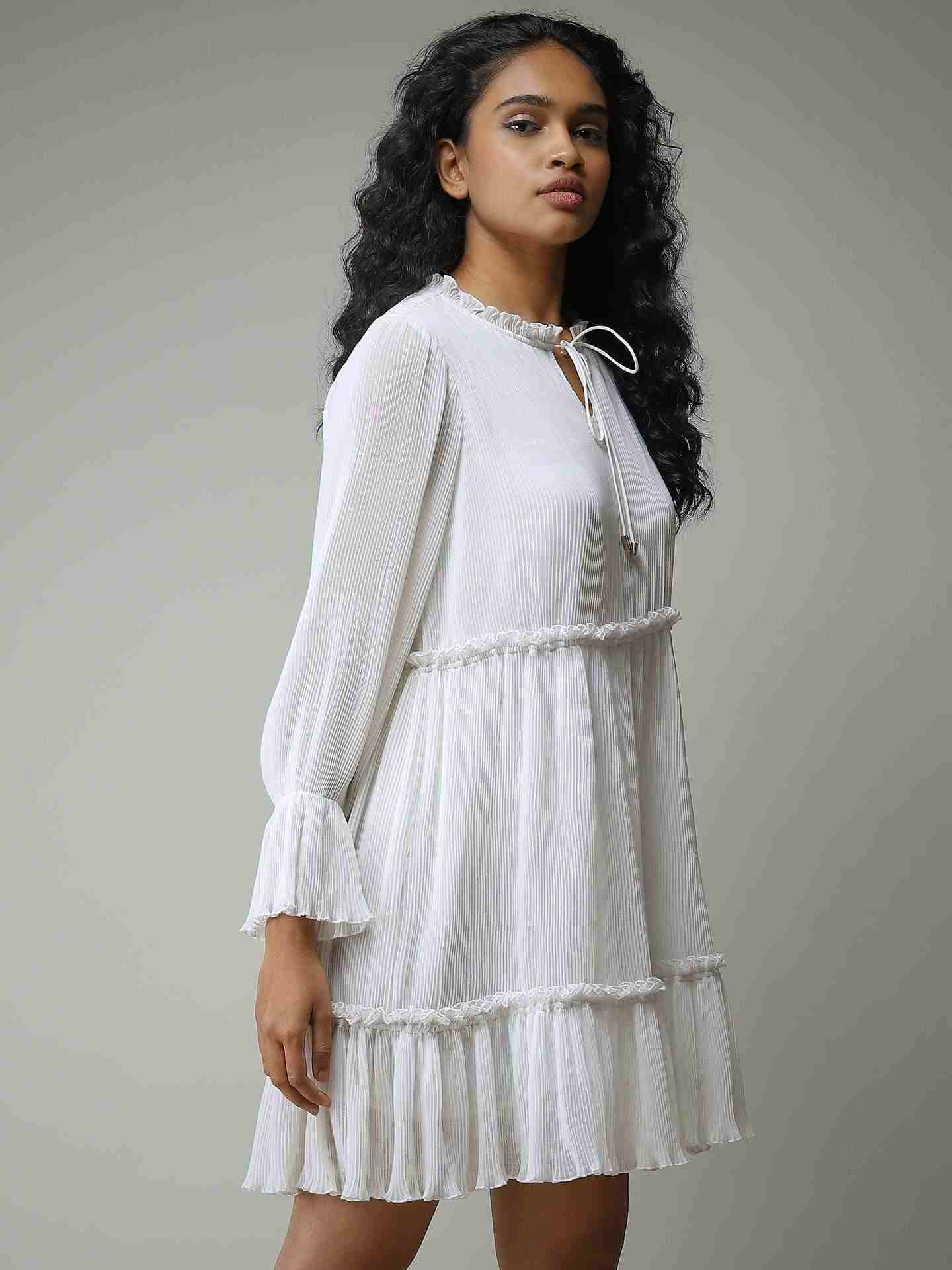White Leisure Basics Shift Dress