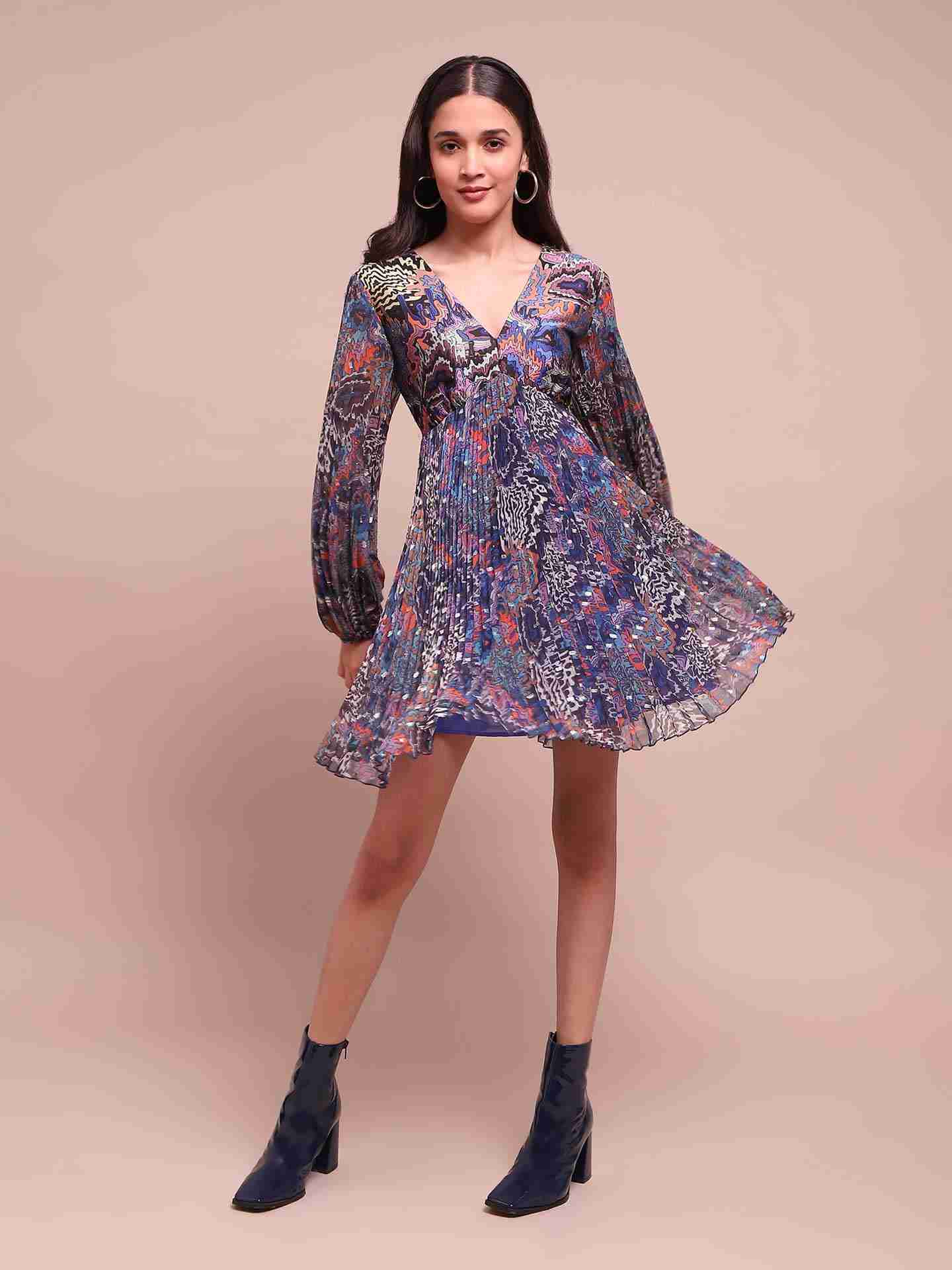 Blue Leora A-Line Dress