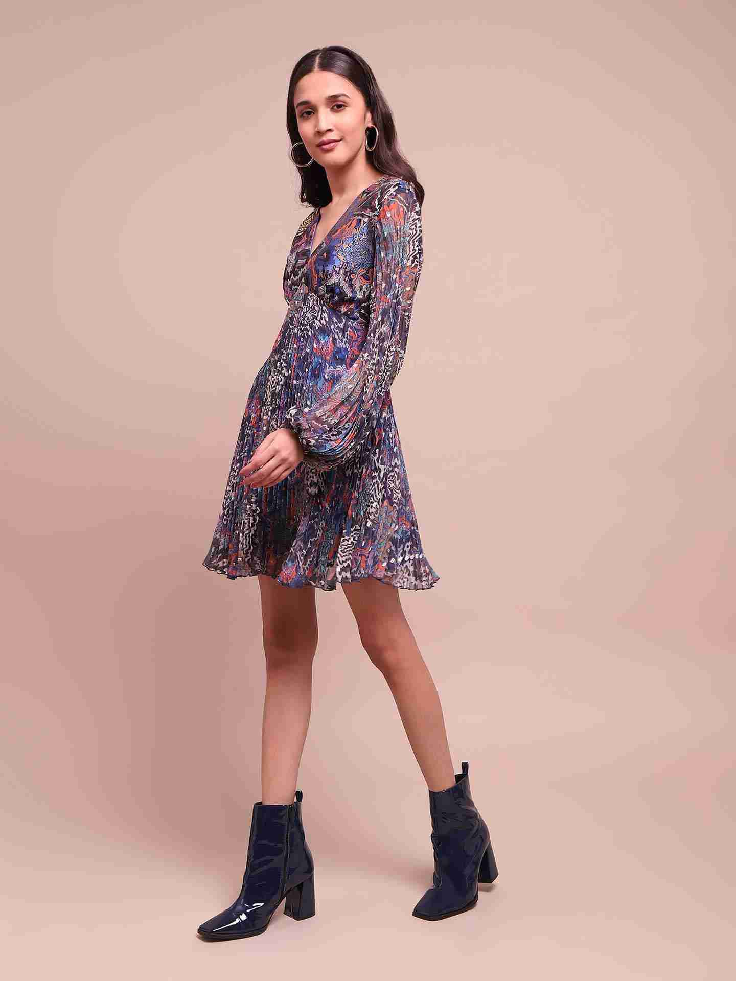 Blue Leora A-Line Dress