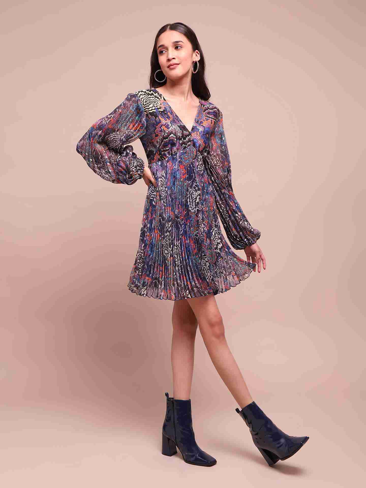 Blue Leora A-Line Dress