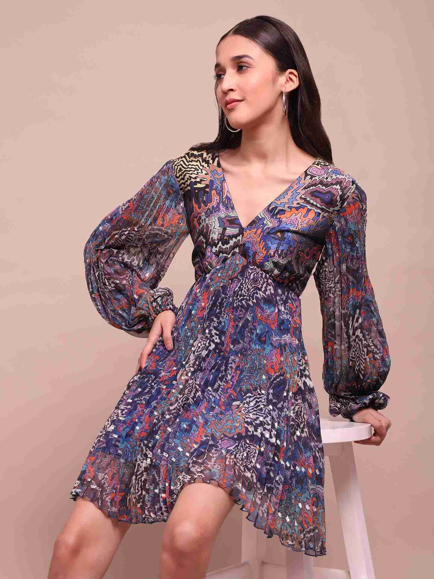 Blue Leora A-Line Dress