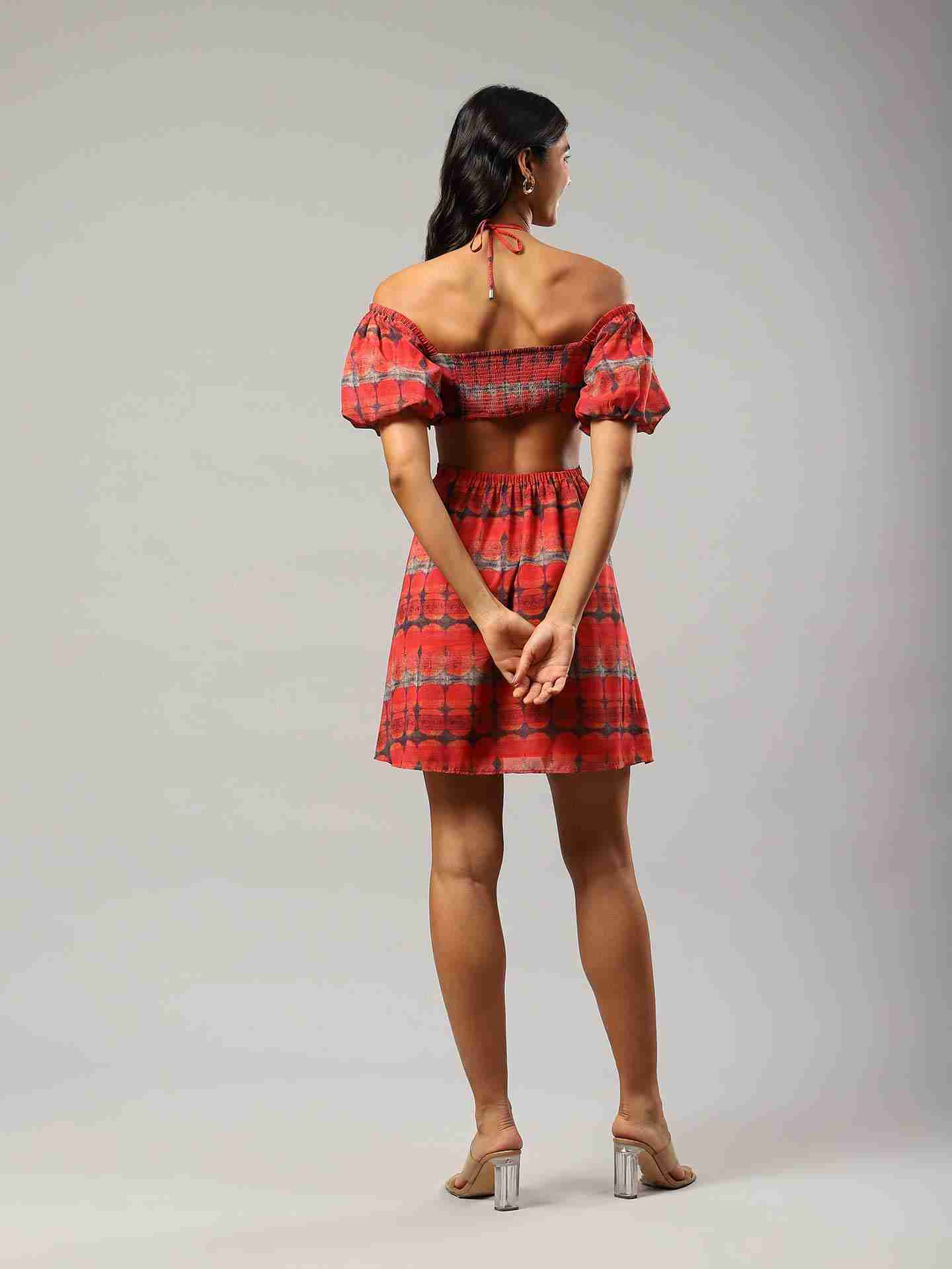 Red Cut Out Short Dress