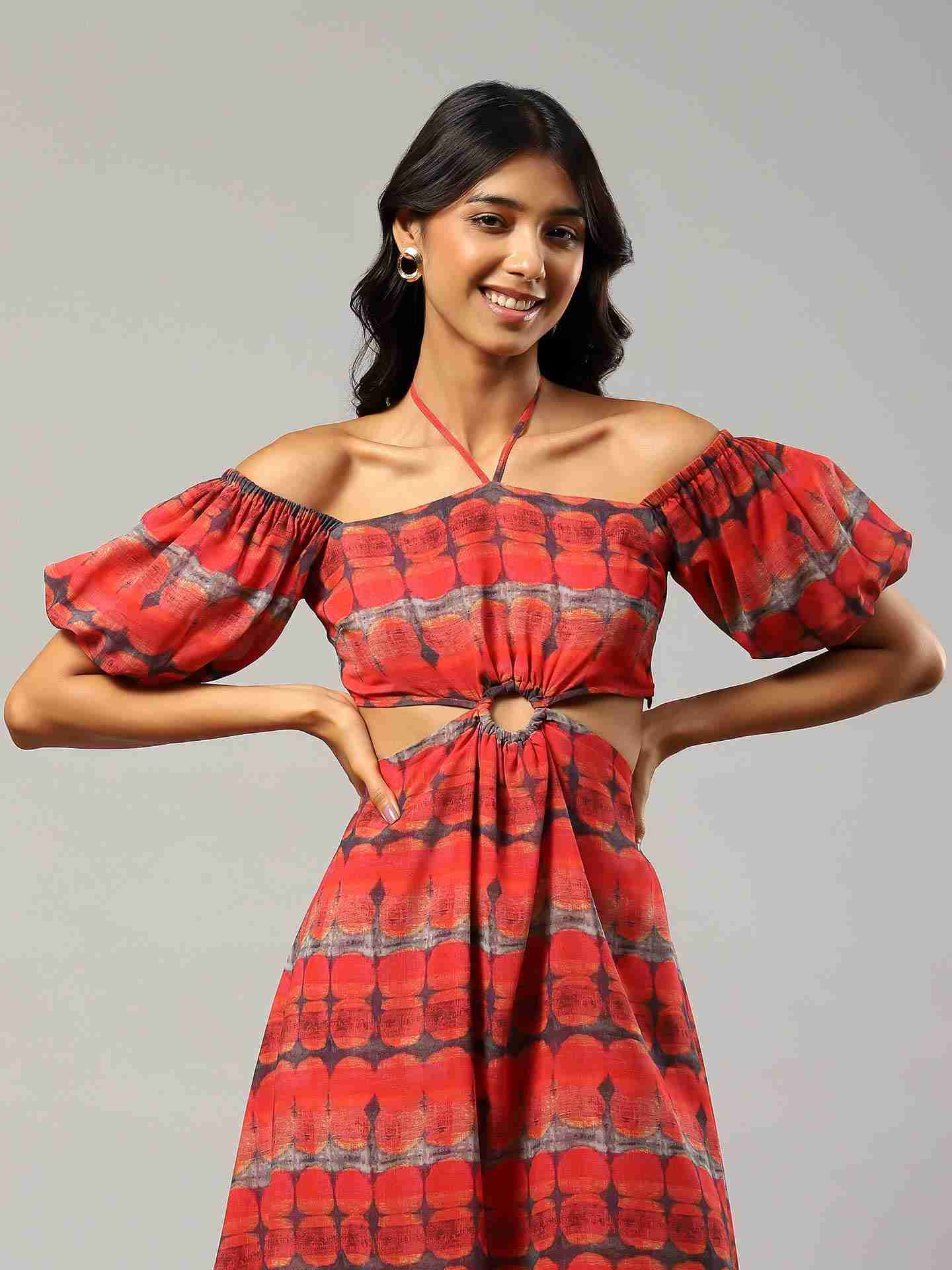 Red Cut Out Short Dress