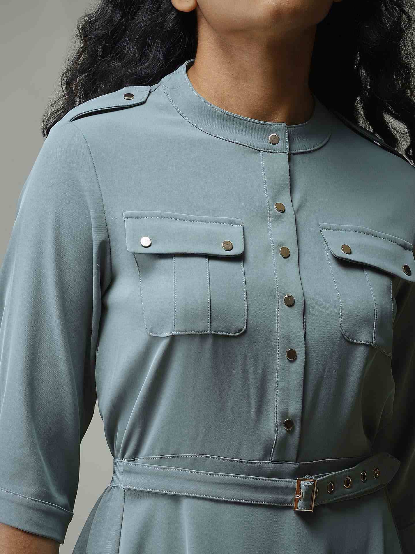 Mint Summer Charm Shirt Dress