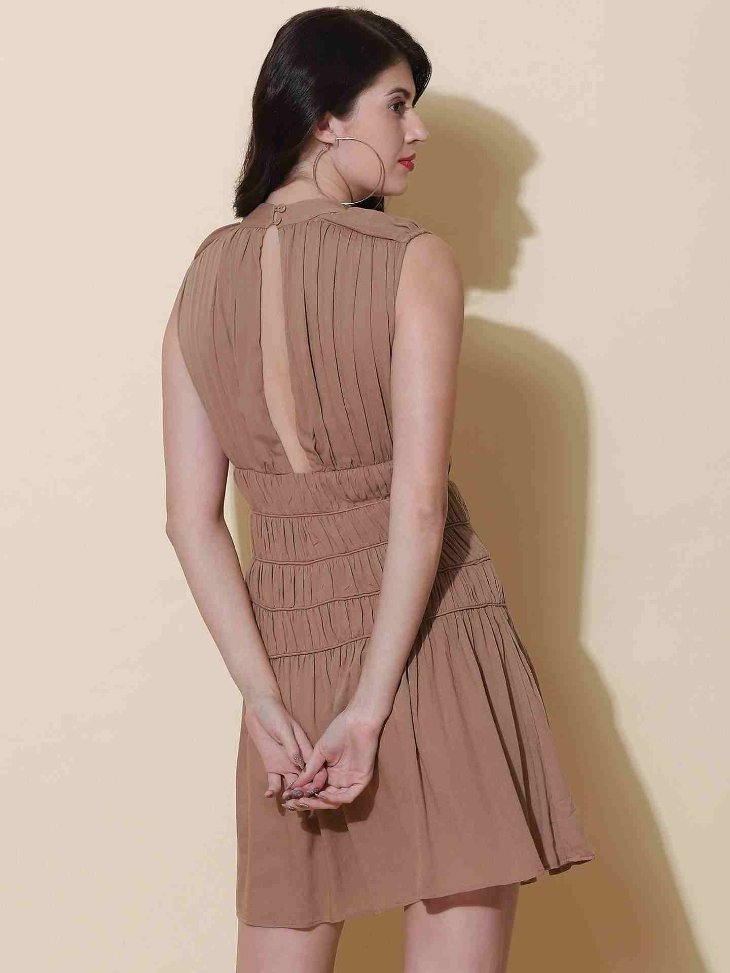 Beige Fashion Flair Dress