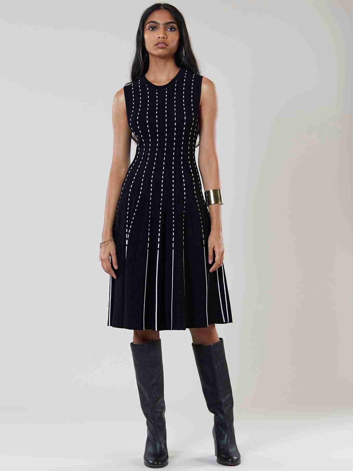 Black Winter Soiree Midi Dress