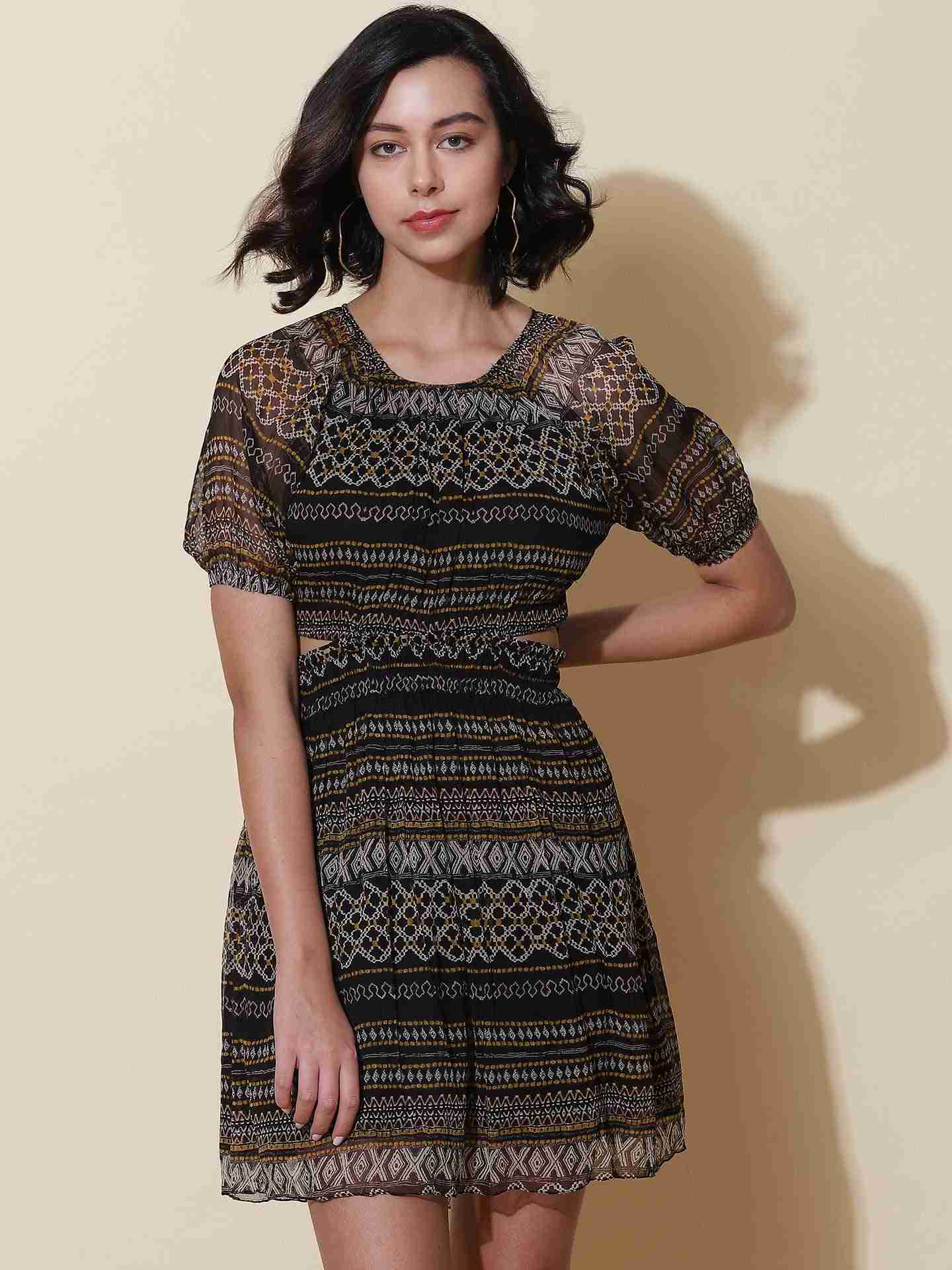 Black Fashion Flair Skater Dress