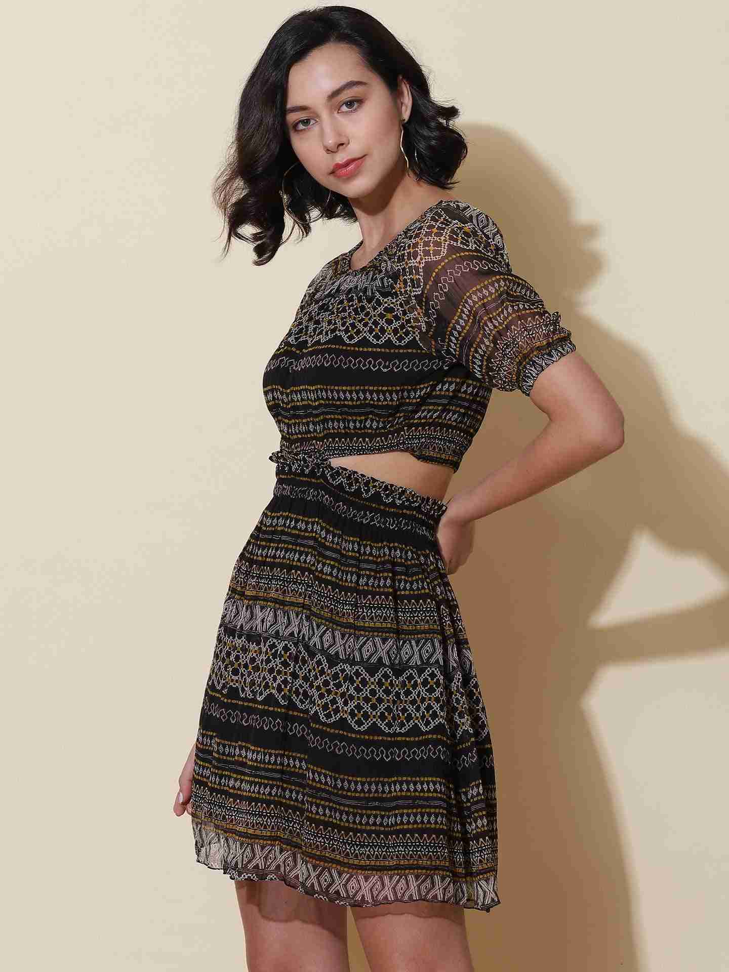 Black Fashion Flair Skater Dress