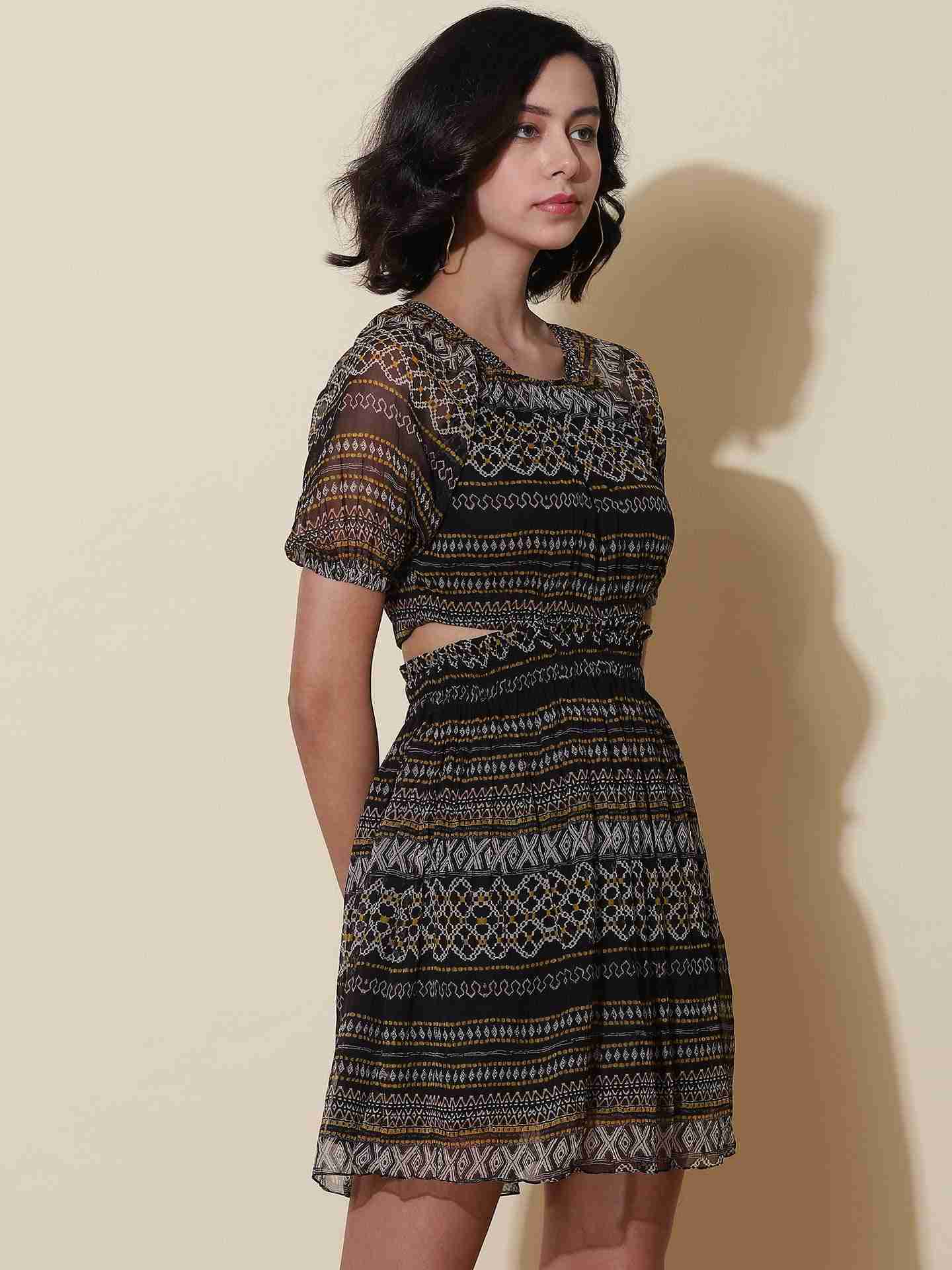Black Fashion Flair Skater Dress