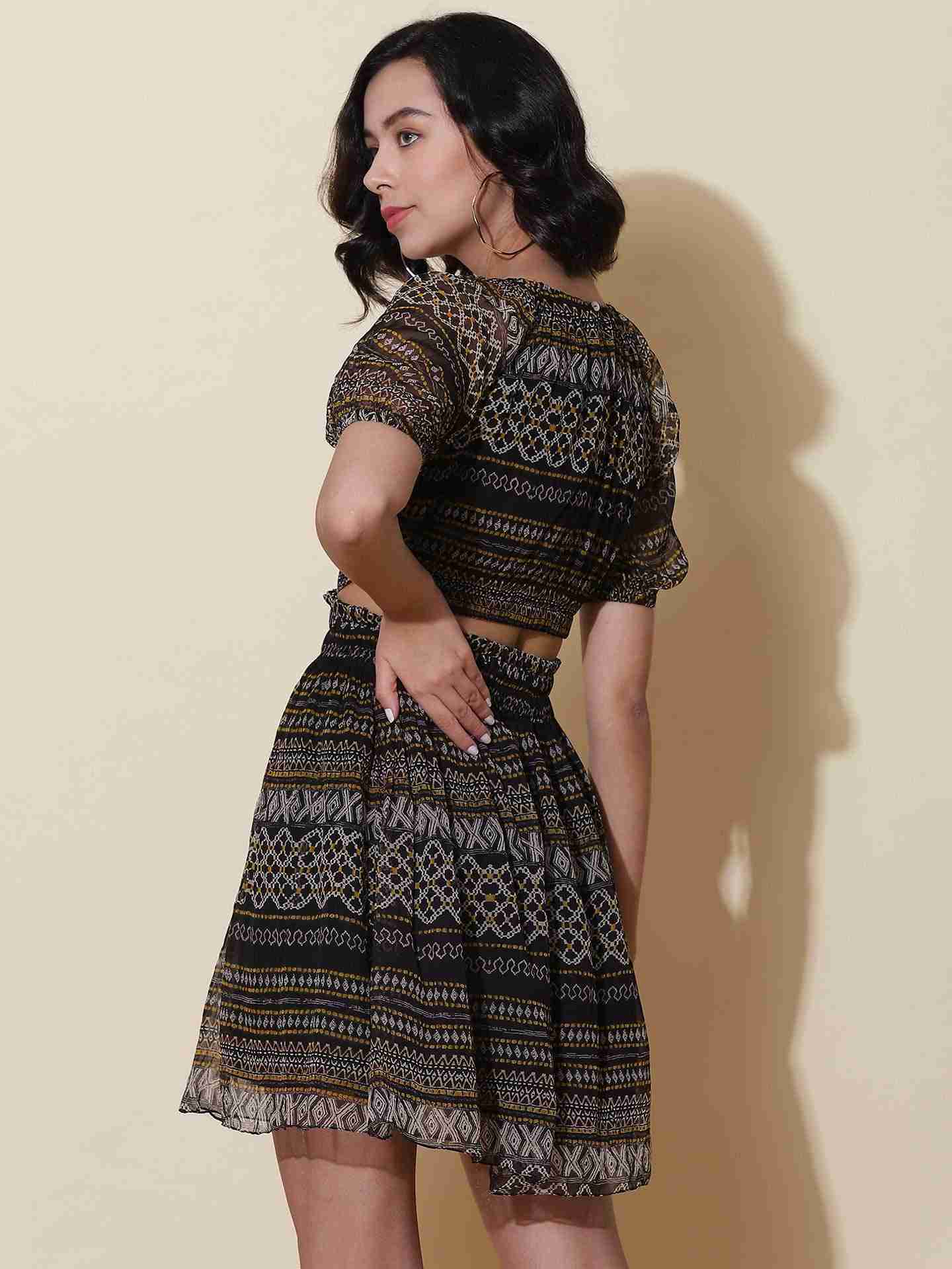 Black Fashion Flair Skater Dress