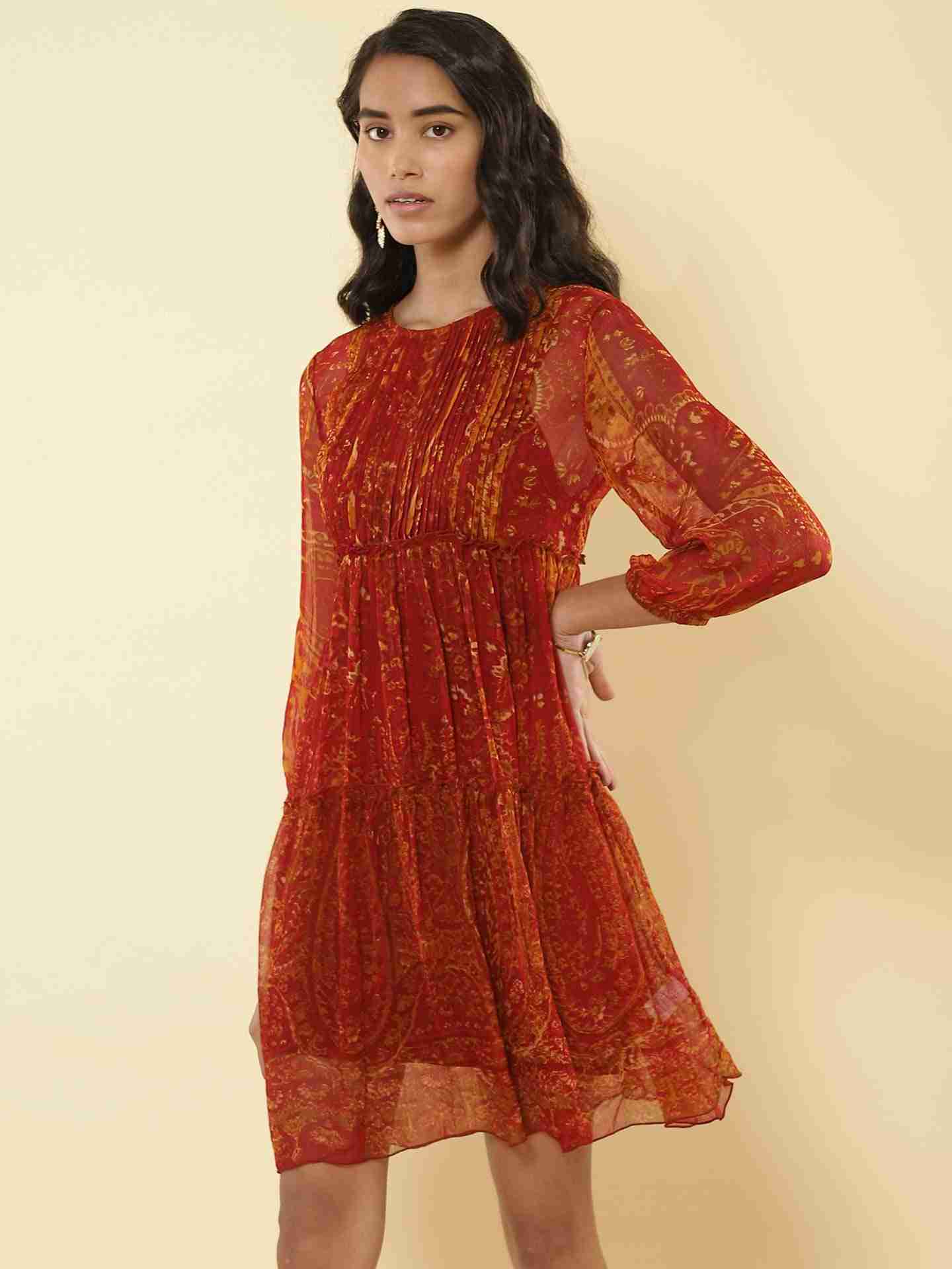 Red Haisey Paisley Shift Dress