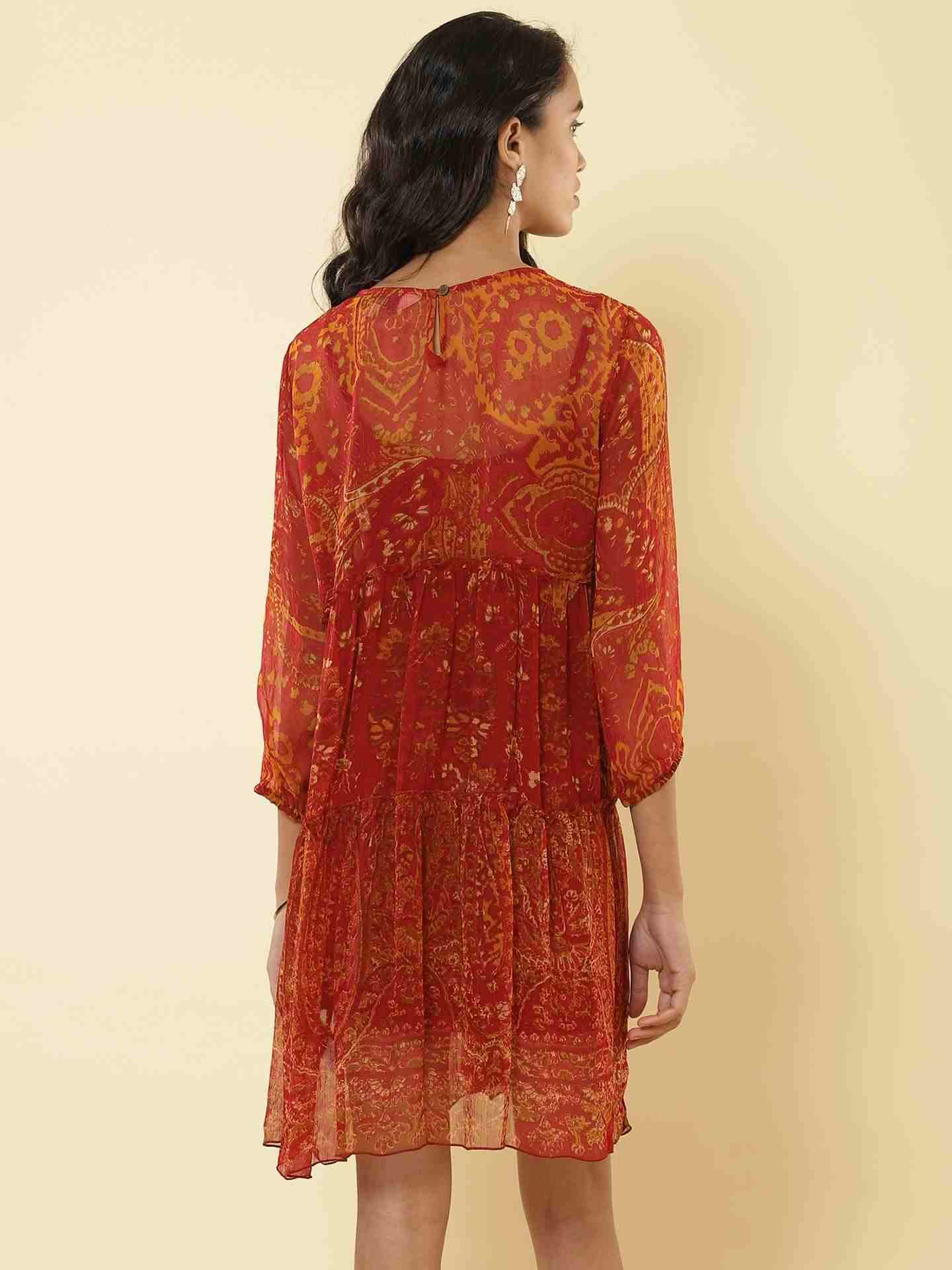 Red Haisey Paisley Shift Dress