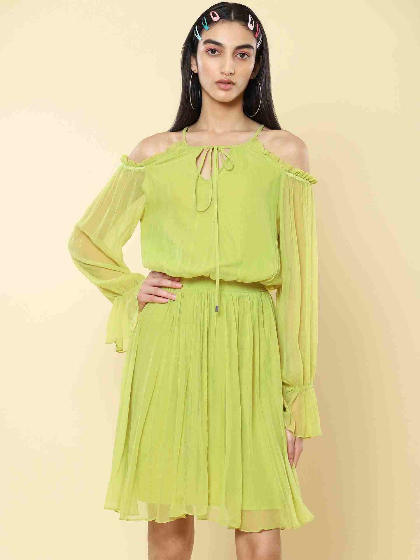 Neon Green Alexis Skater Dress