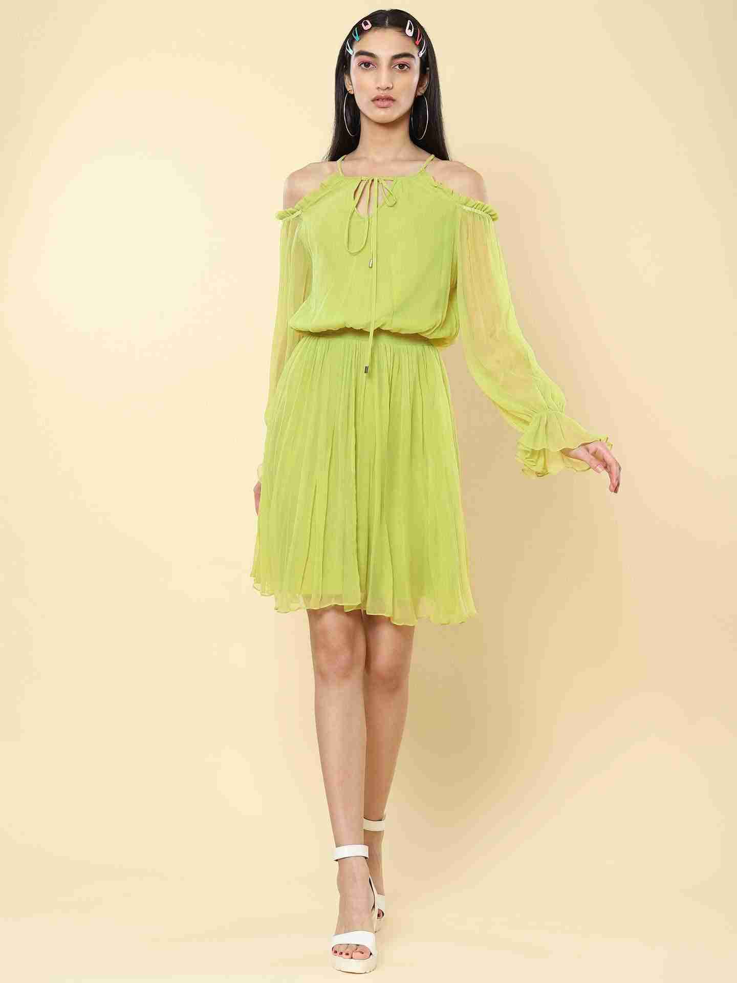 Neon Green Alexis Skater Dress