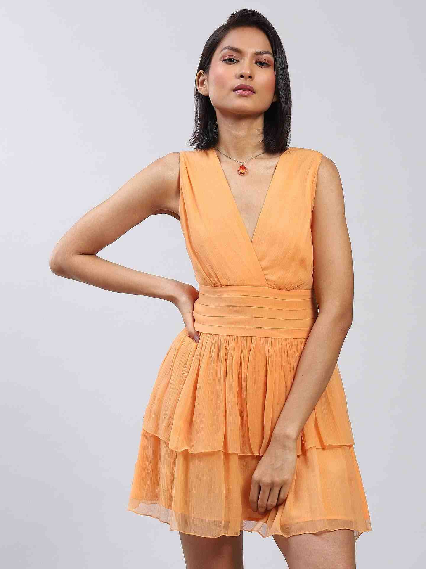 Orange Bluebell Flower Dress