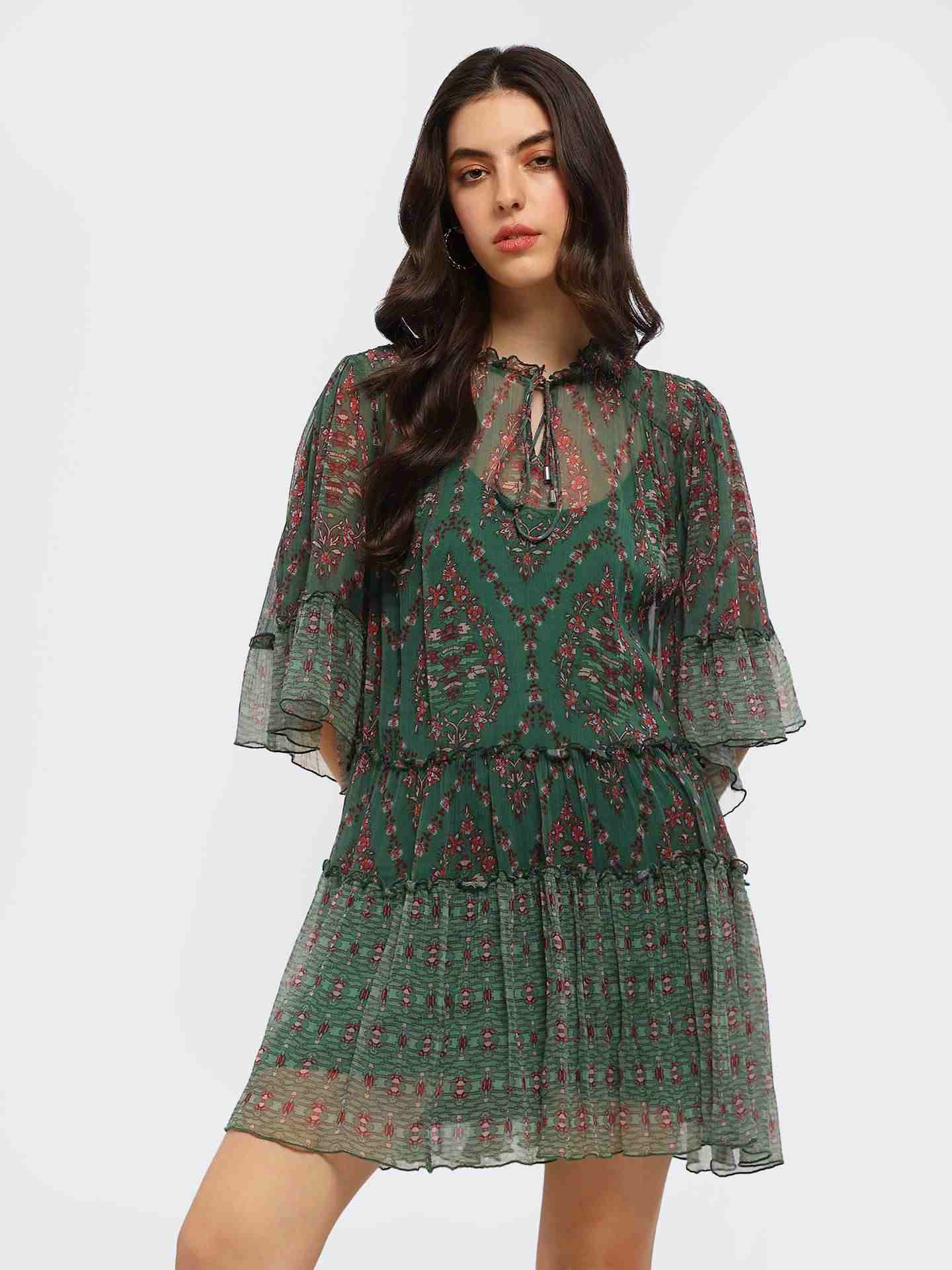 Green Caprese Short Dress
