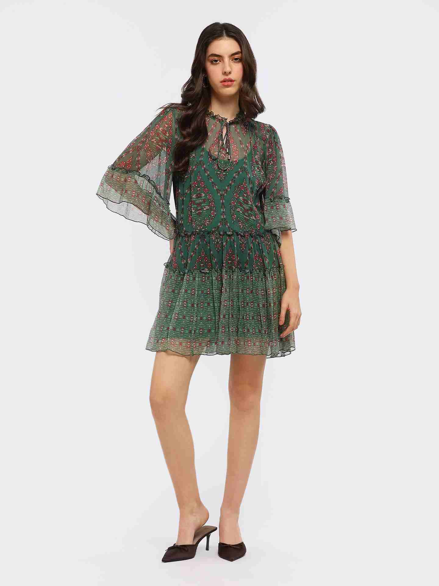 Green Caprese Short Dress