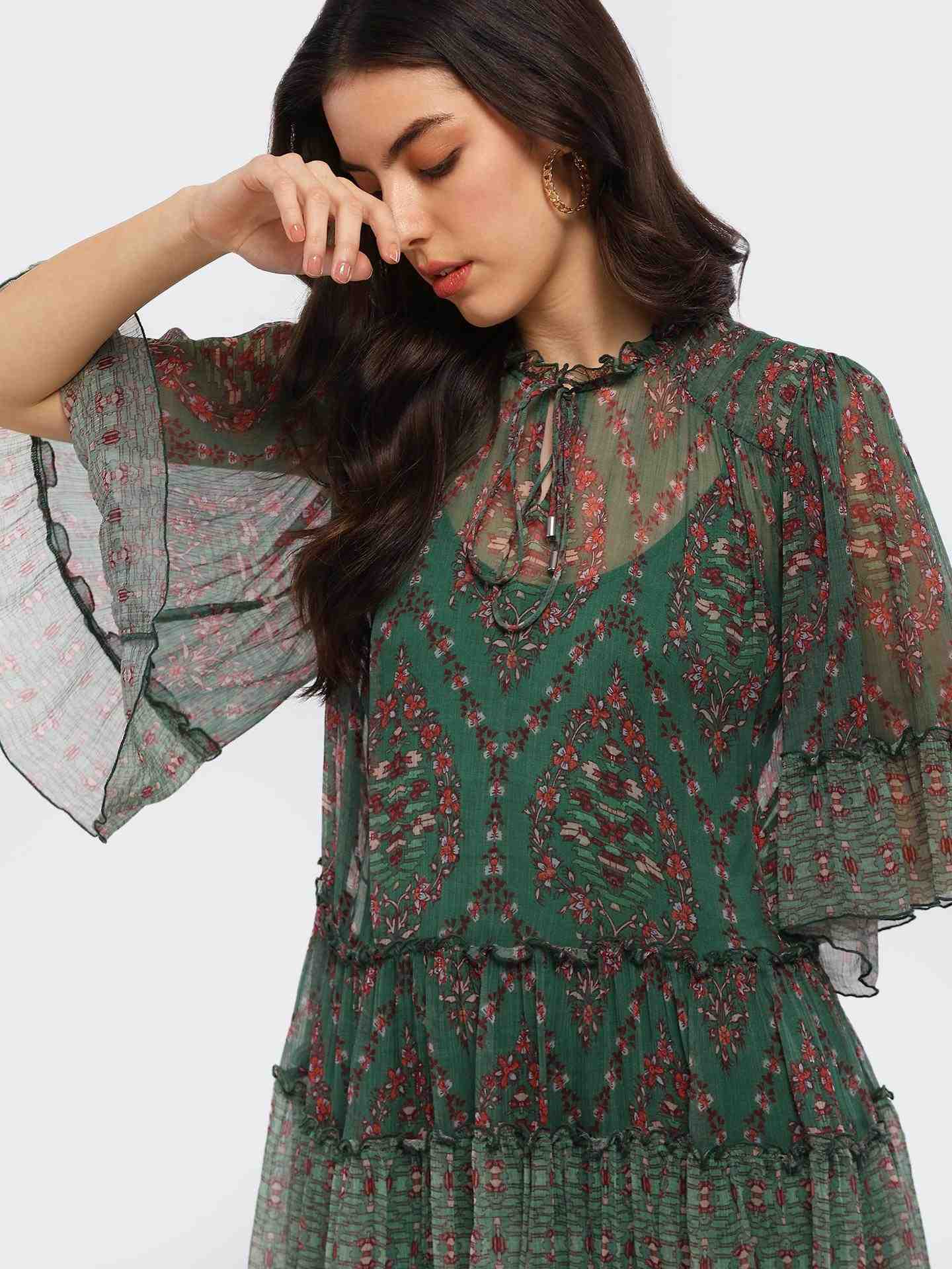 Green Caprese Short Dress