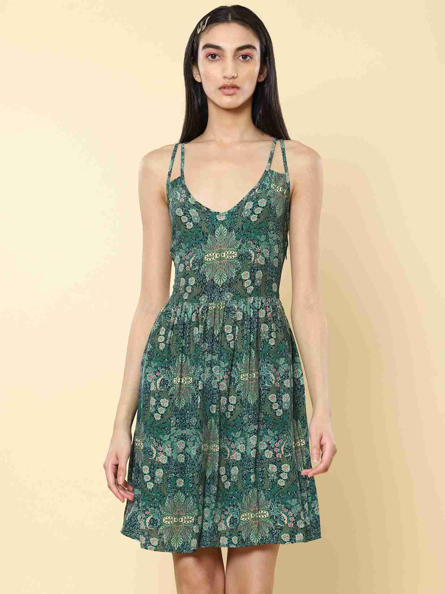 Green Prim Flower Dress