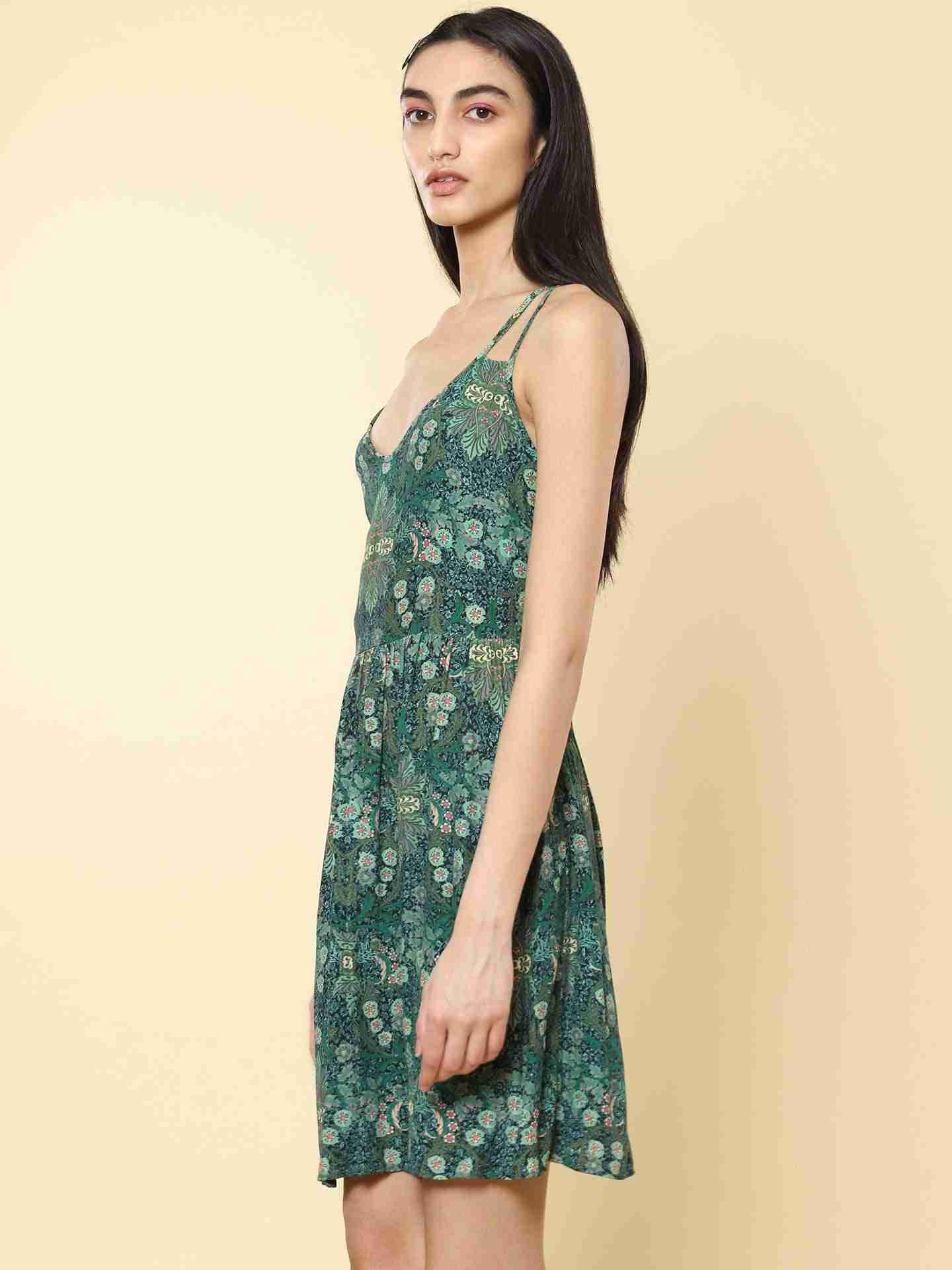 Green Prim Flower Dress