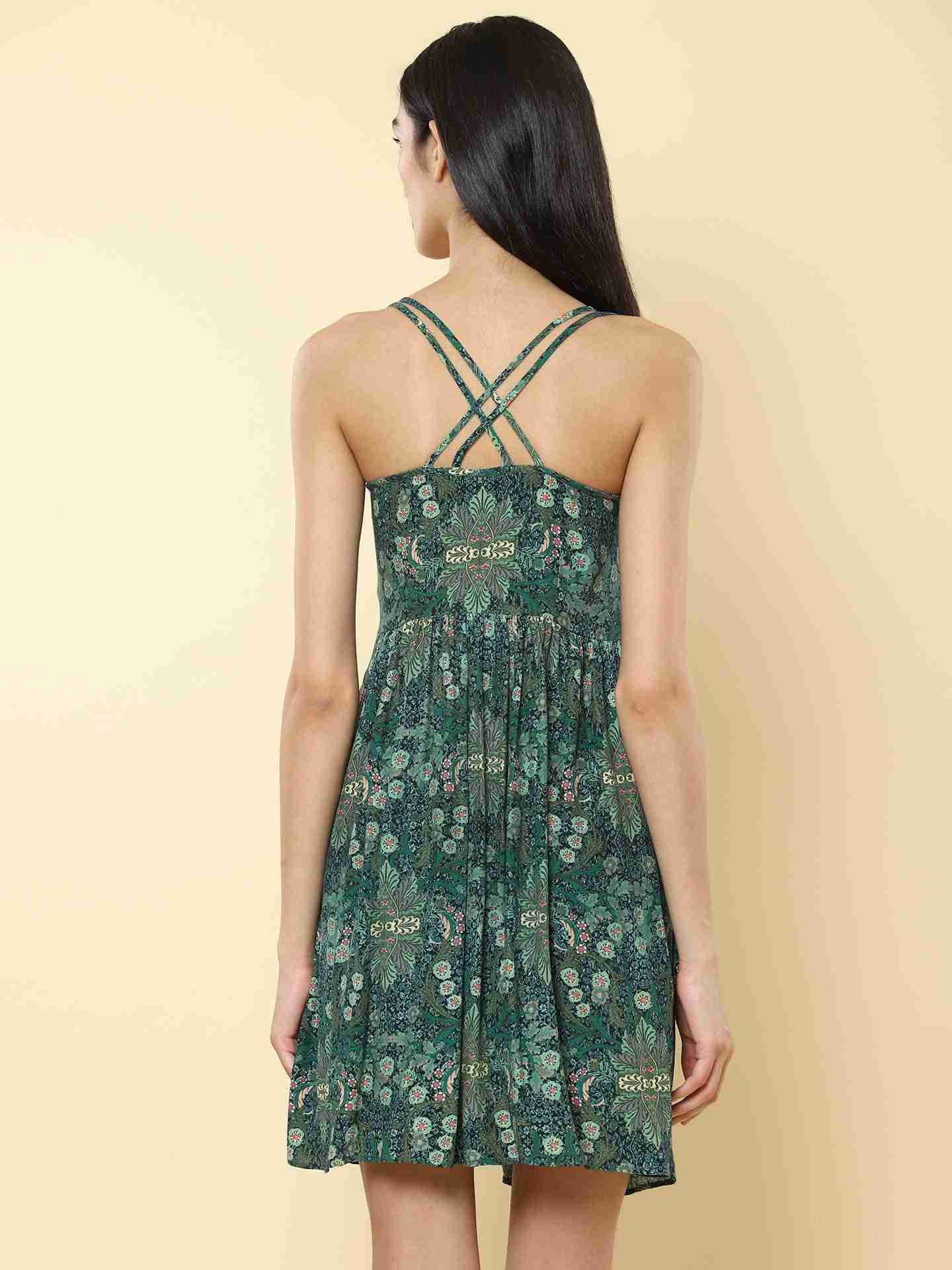 Green Prim Flower Dress