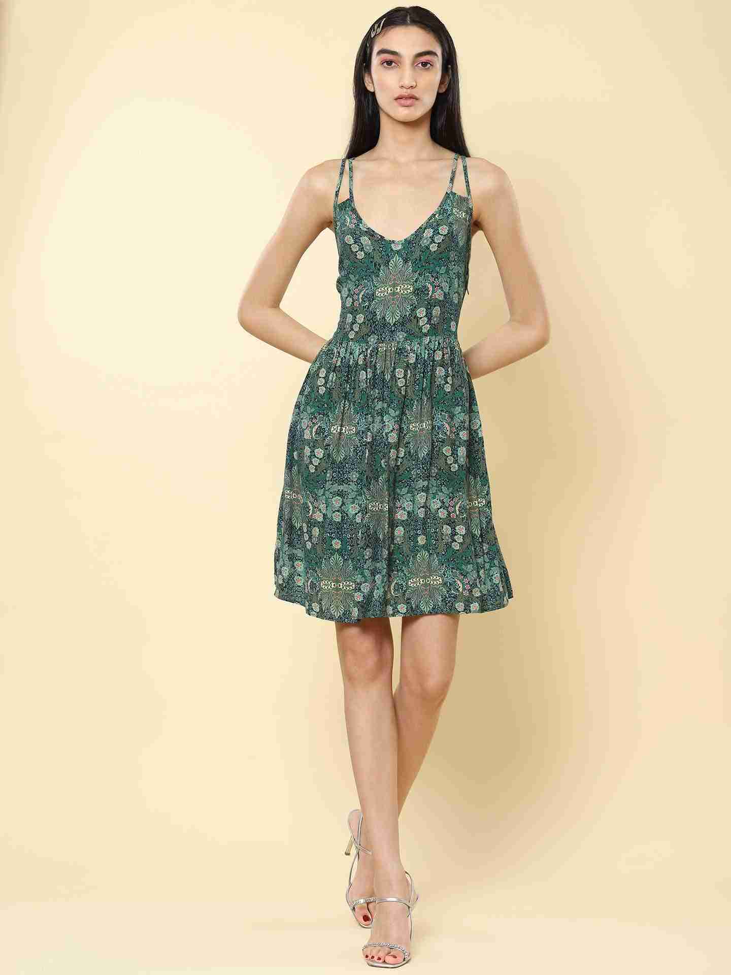 Green Prim Flower Dress