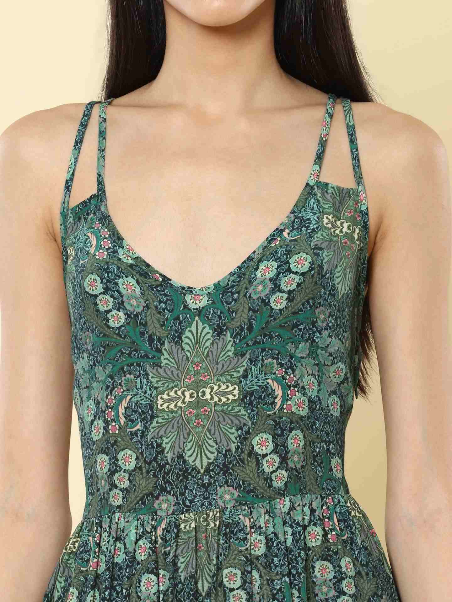 Green Prim Flower Dress