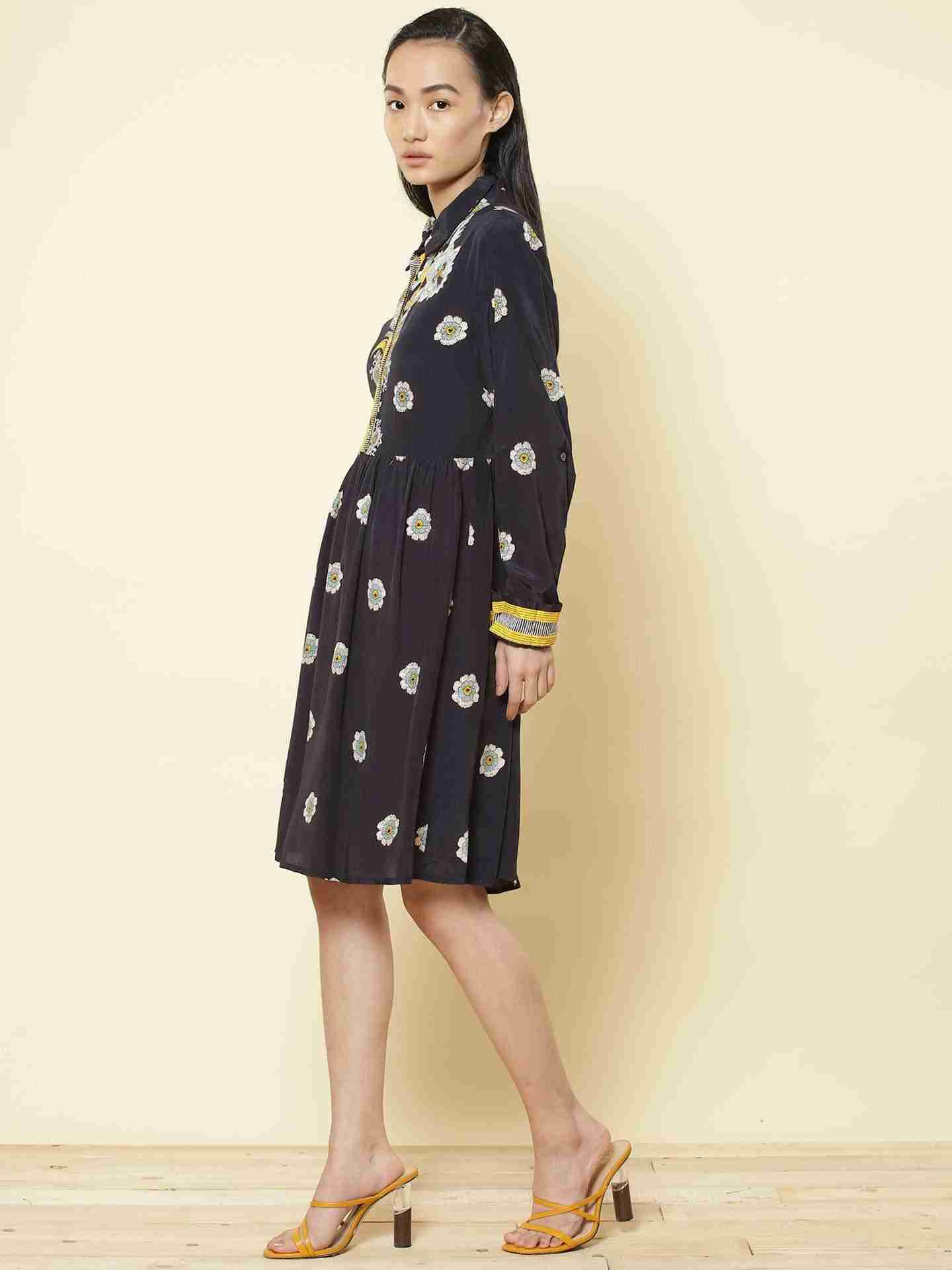Navy Edwardian Blooms Shirt Dress