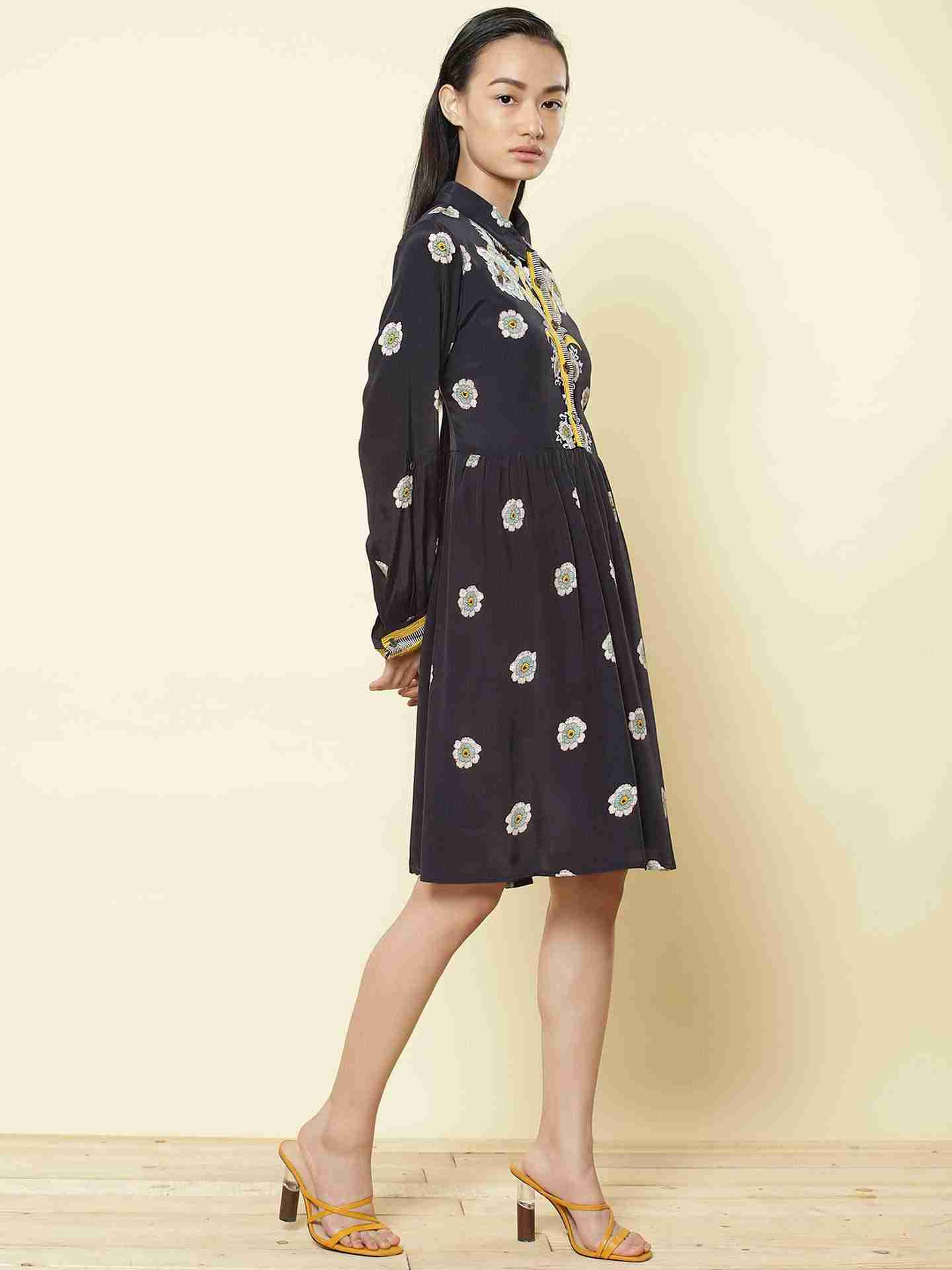Navy Edwardian Blooms Shirt Dress