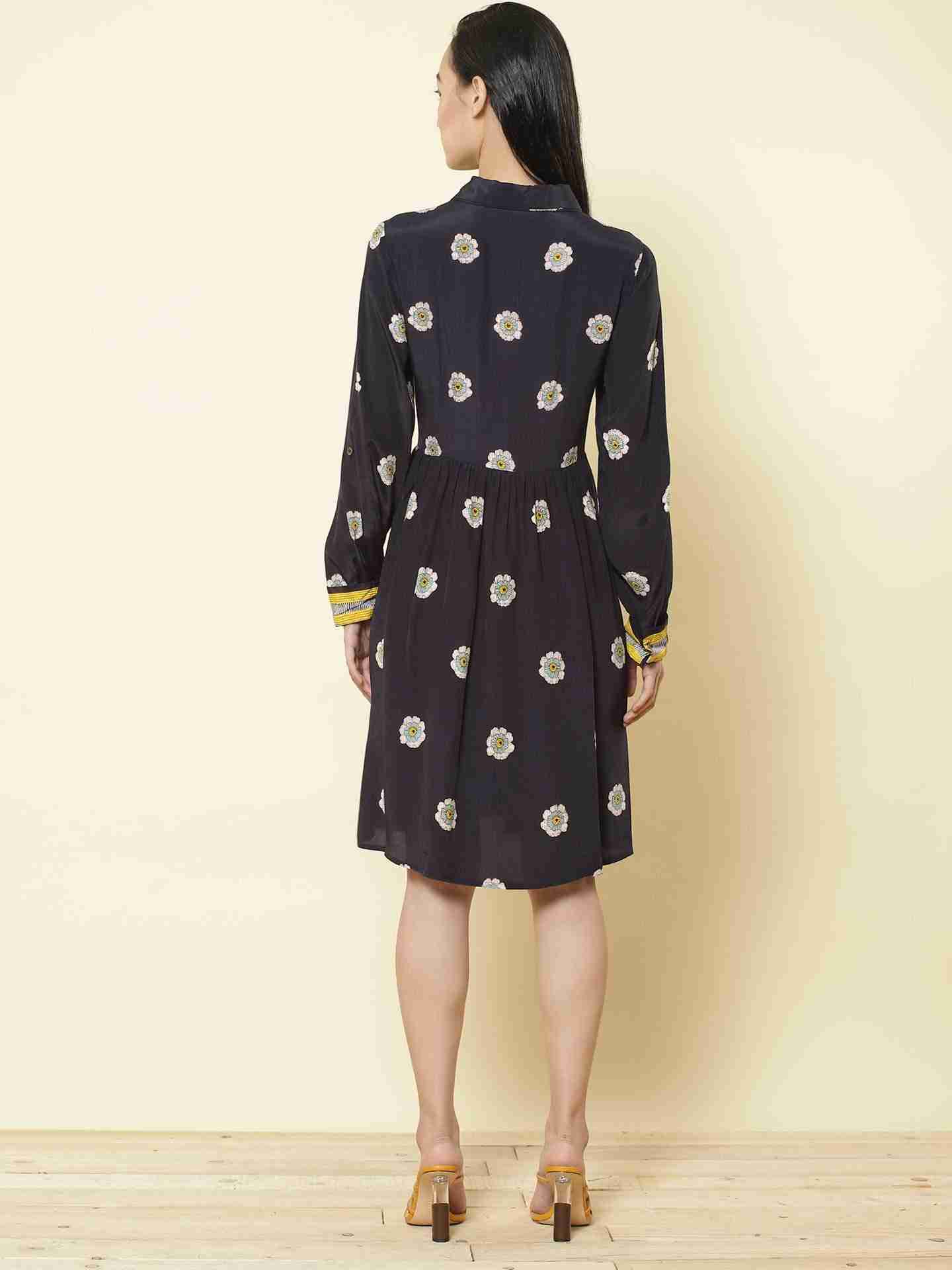 Navy Edwardian Blooms Shirt Dress