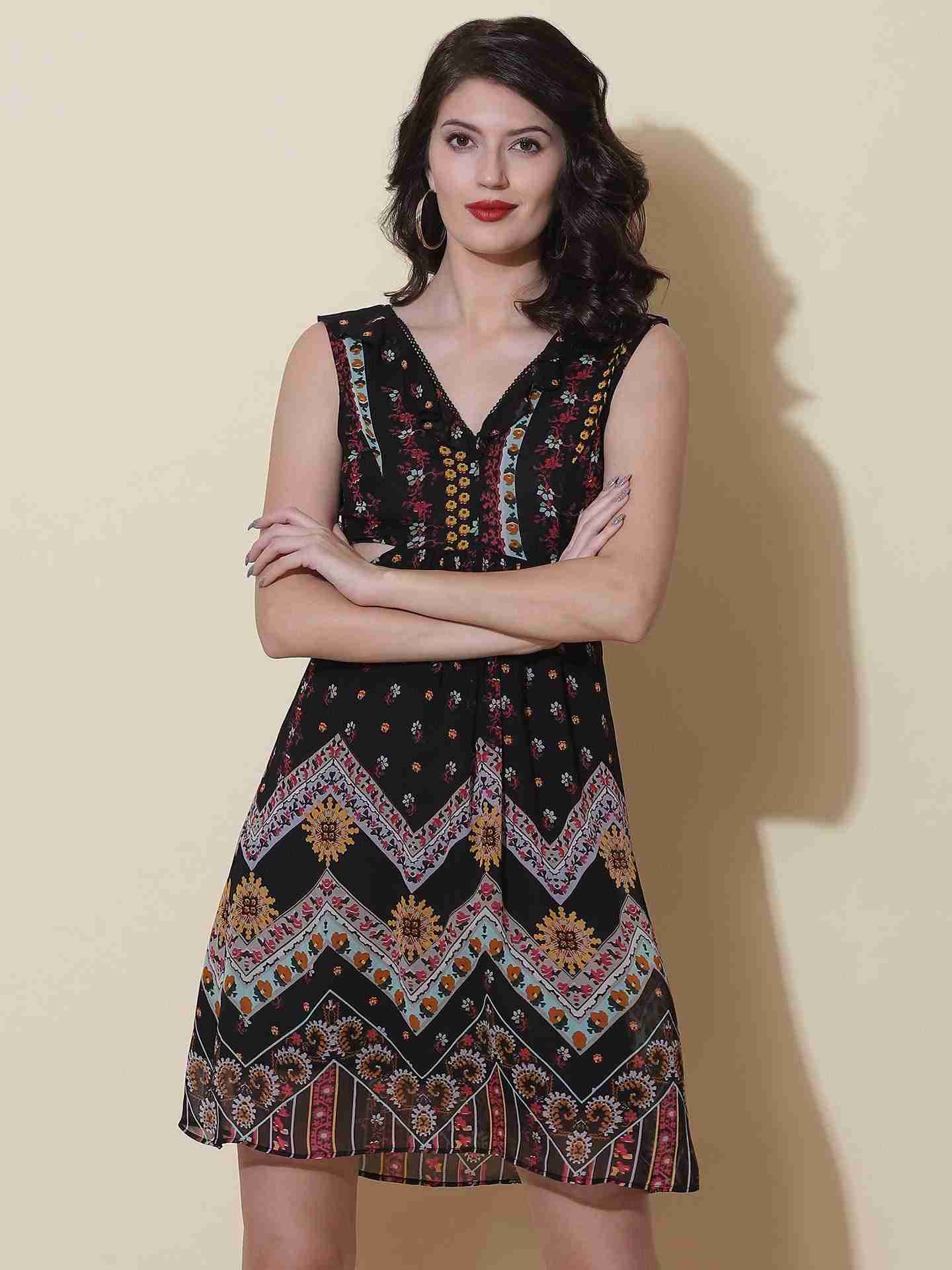 Navy Madeline Cut-Out Dress