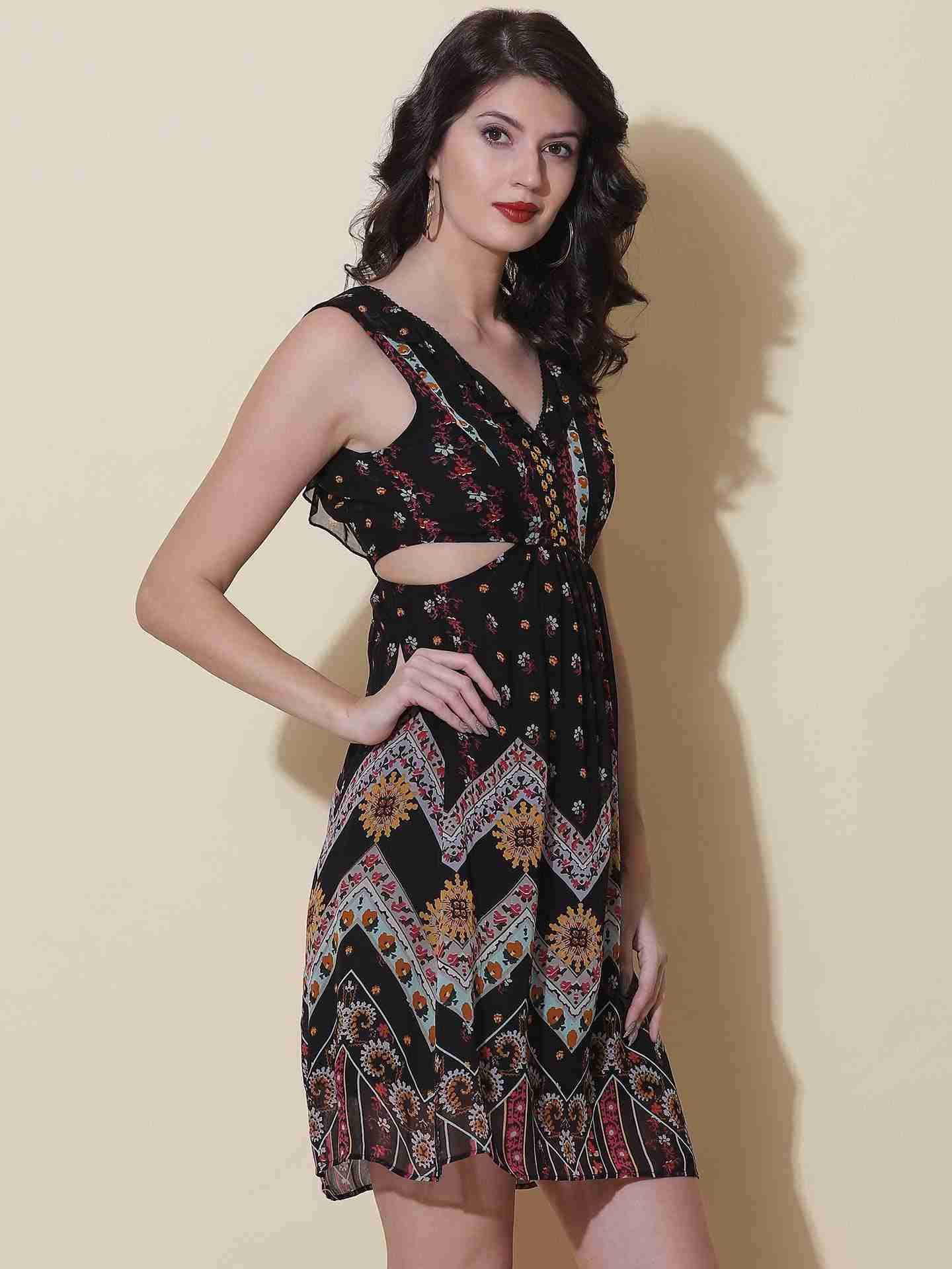 Navy Madeline Cut-Out Dress