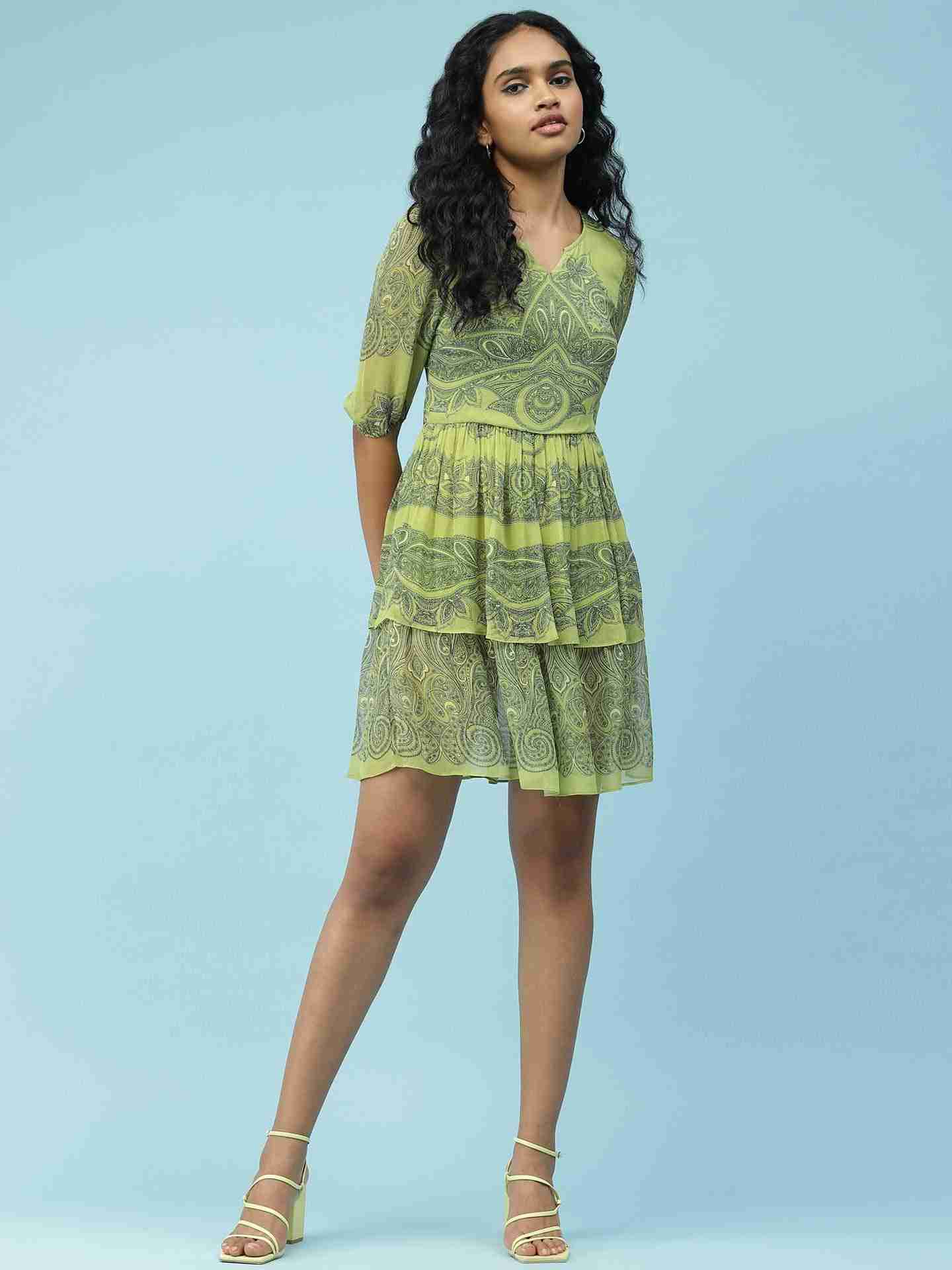 Green Dream Flower Star Dress
