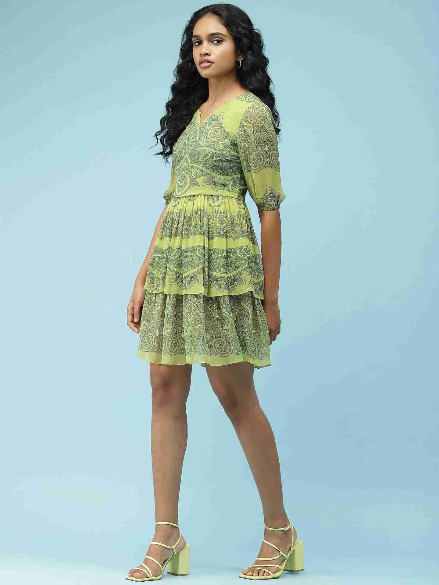 Green Dream Flower Star Dress