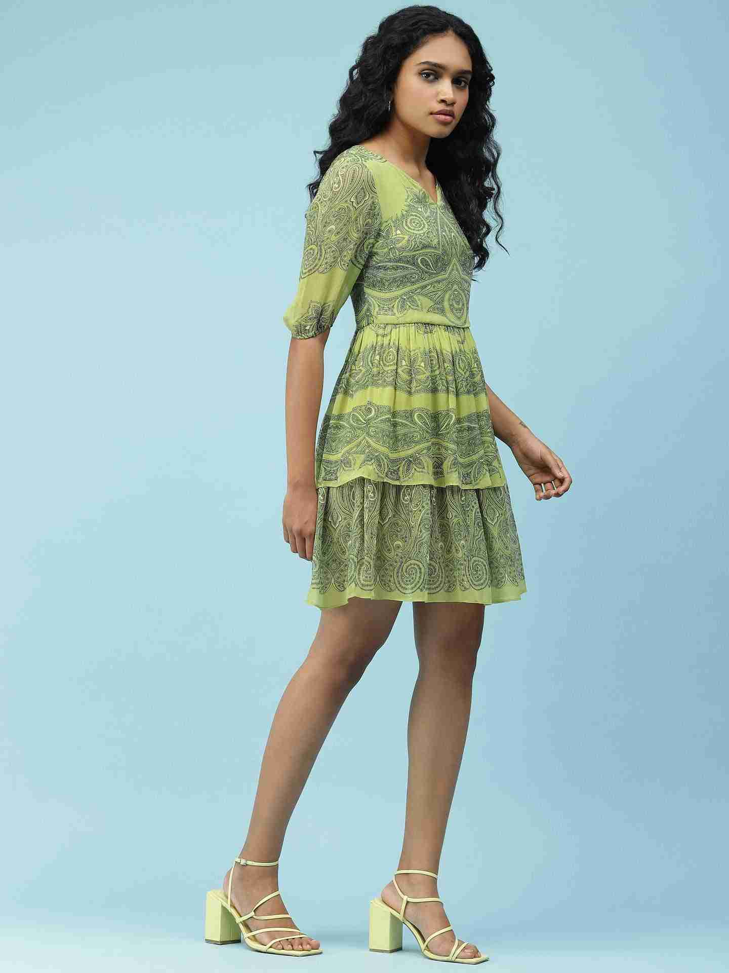 Green Dream Flower Star Dress