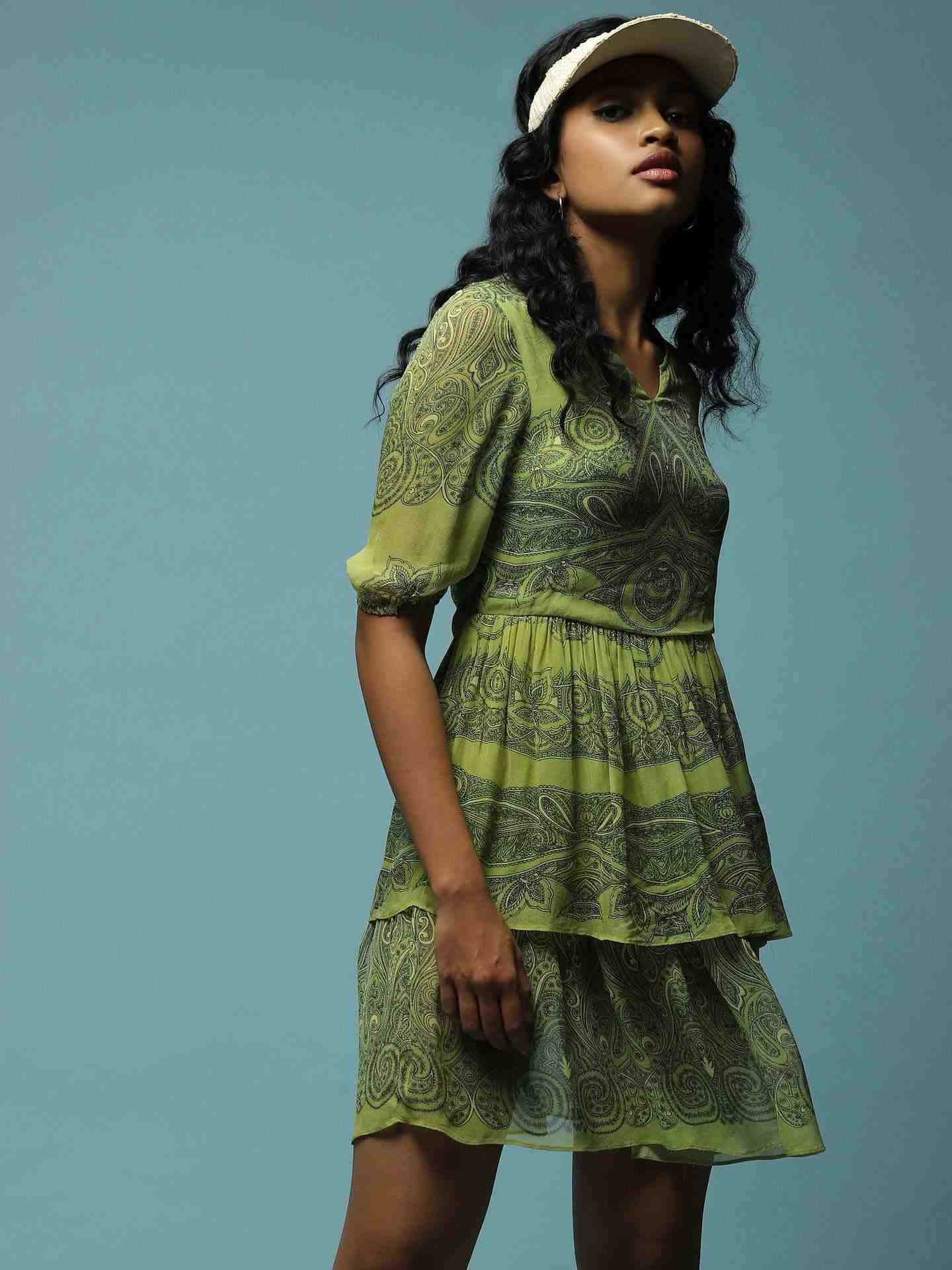 Green Dream Flower Star Dress