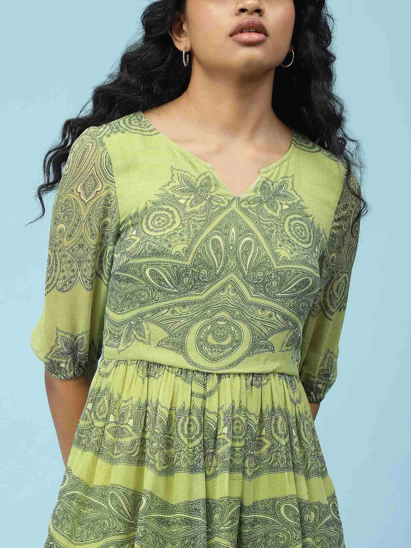 Green Dream Flower Star Dress