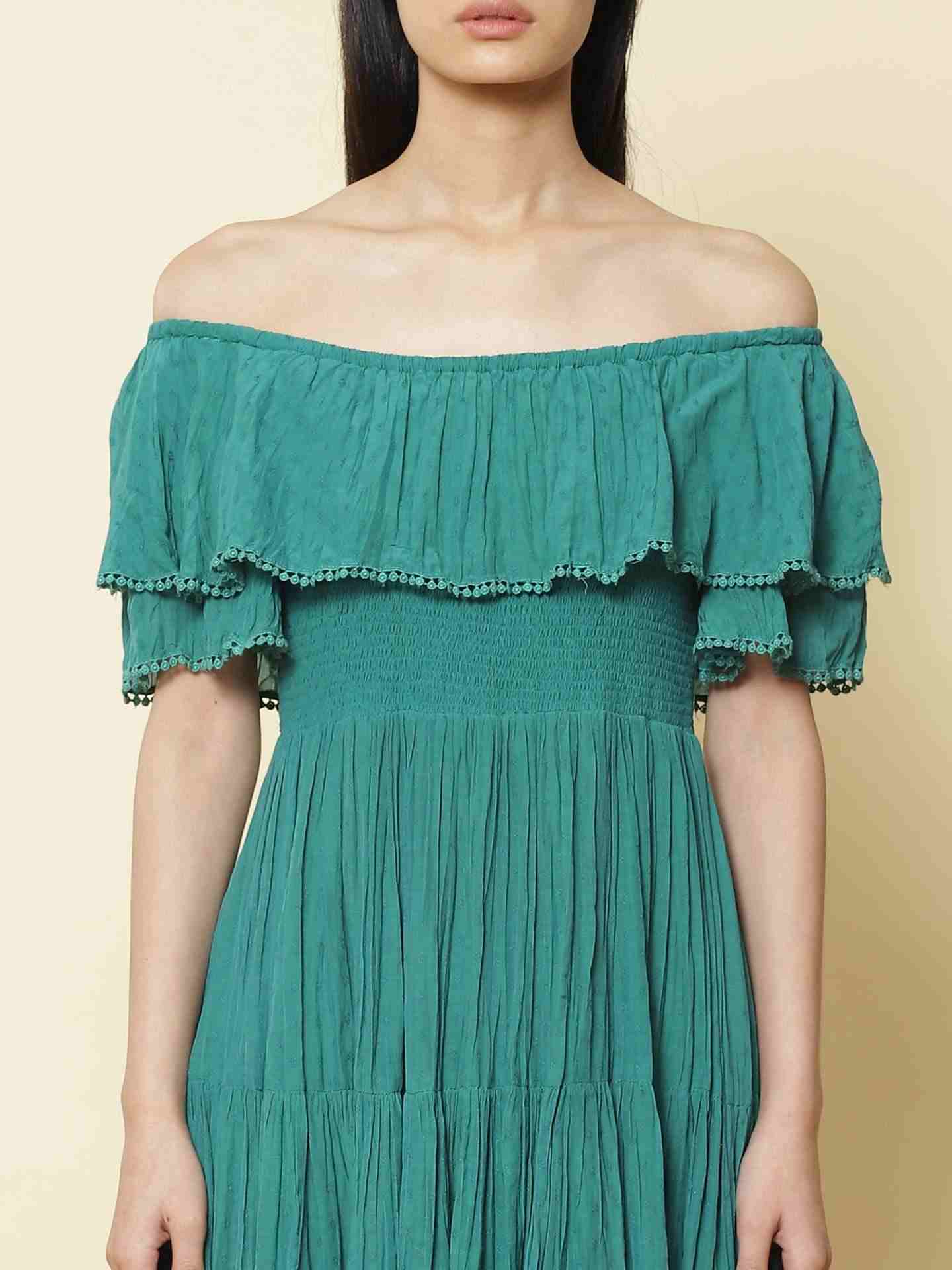 Teal Day Dreamer Off-The-Shoulder Dress