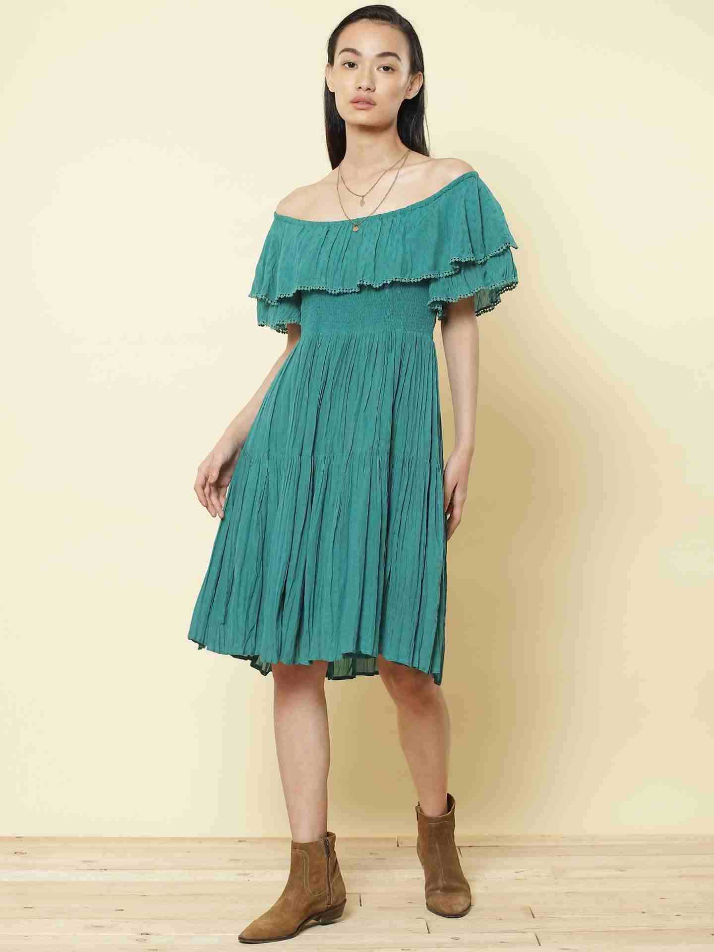 Teal Day Dreamer Off-The-Shoulder Dress