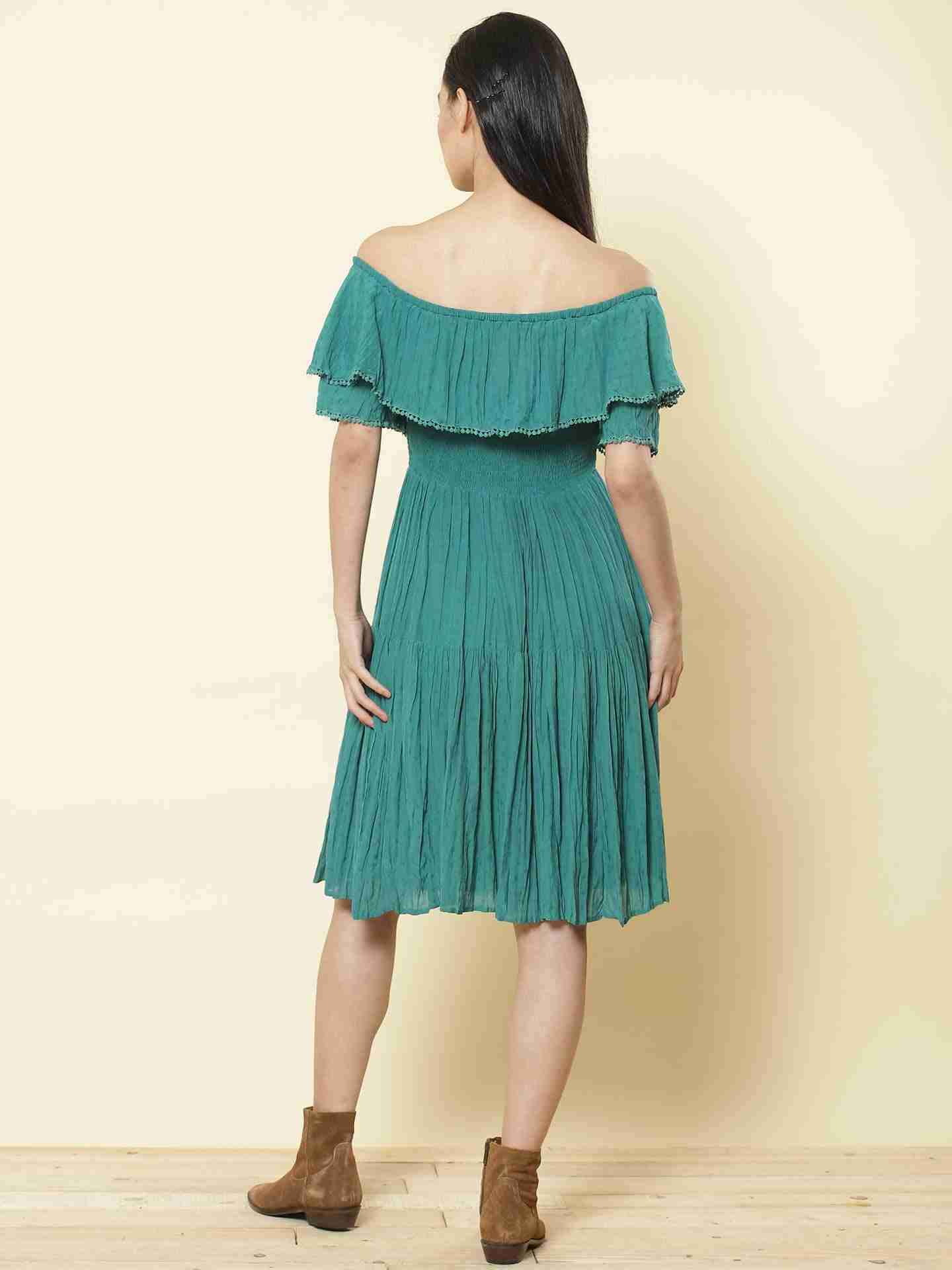 Teal Day Dreamer Off-The-Shoulder Dress