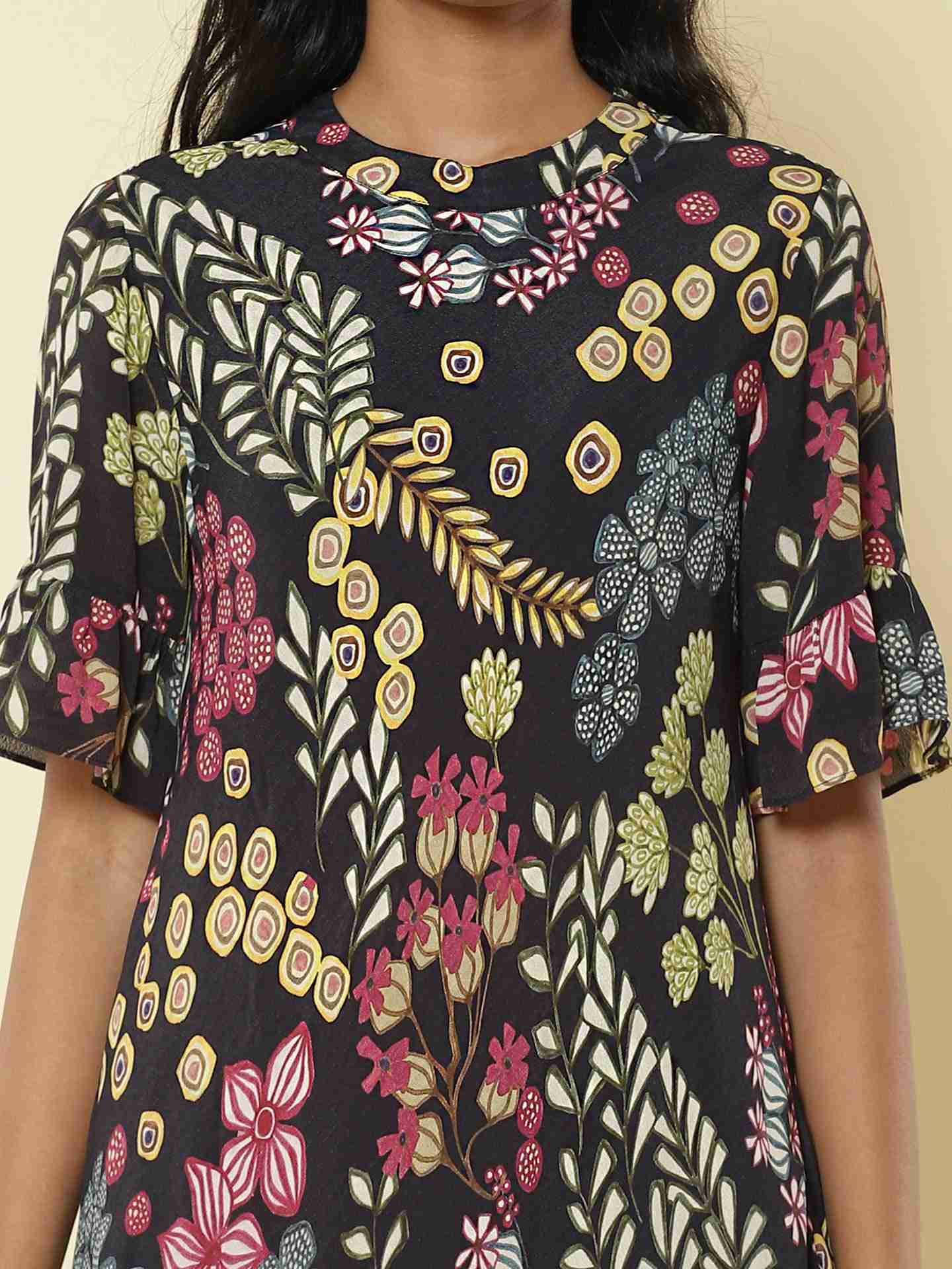 Black Floral Confetti Shift Dress