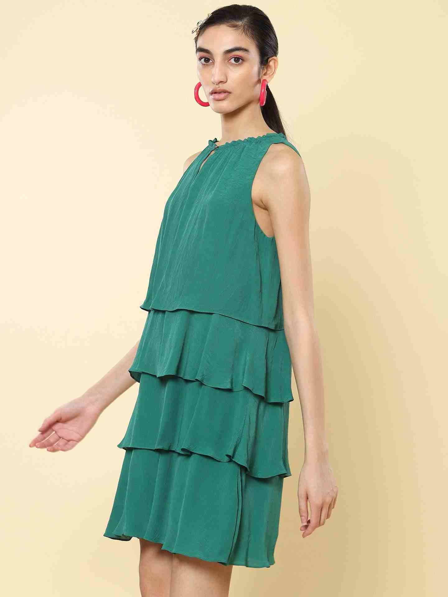 Green Aster Short Dress