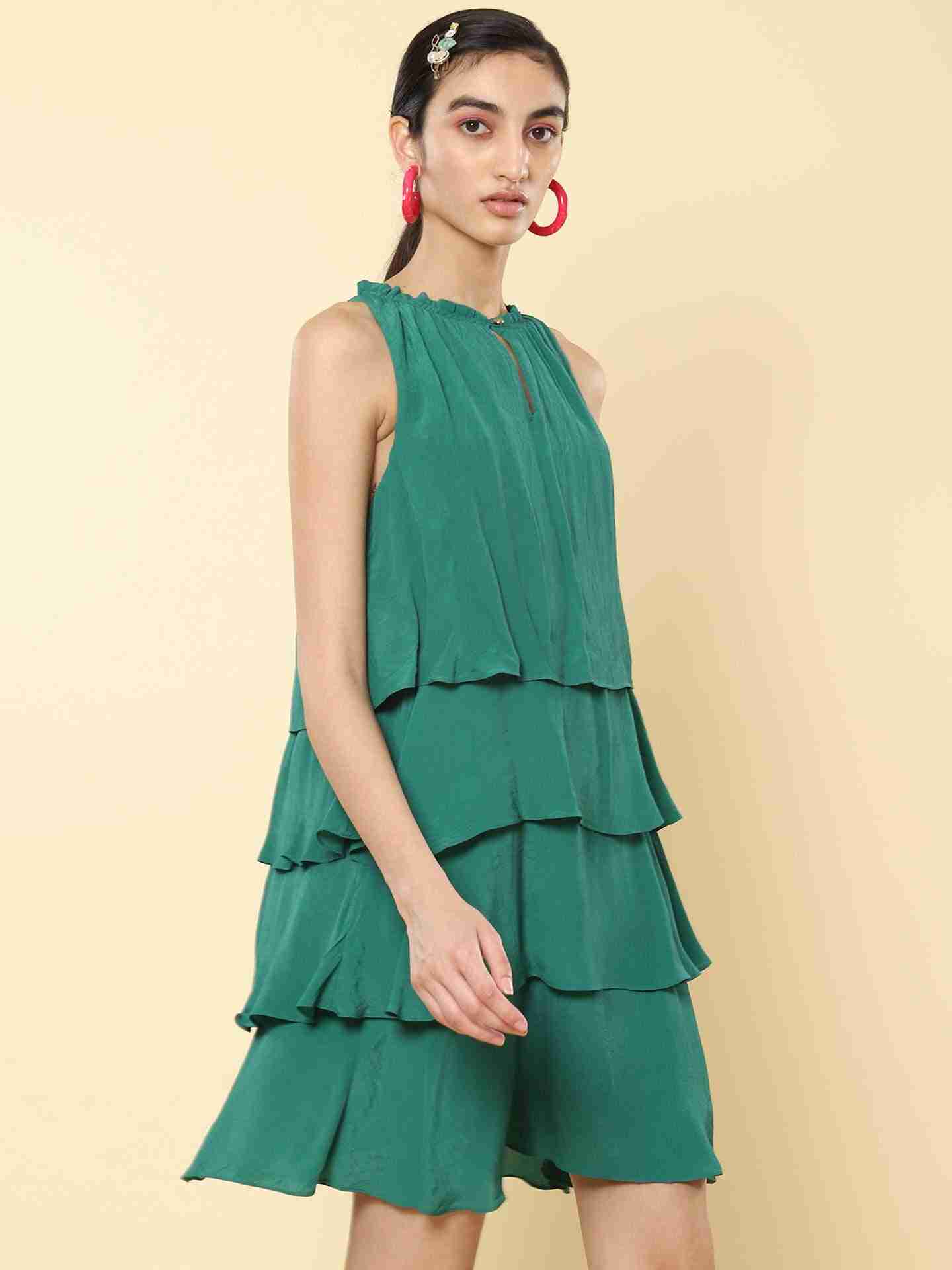 Green Aster Short Dress