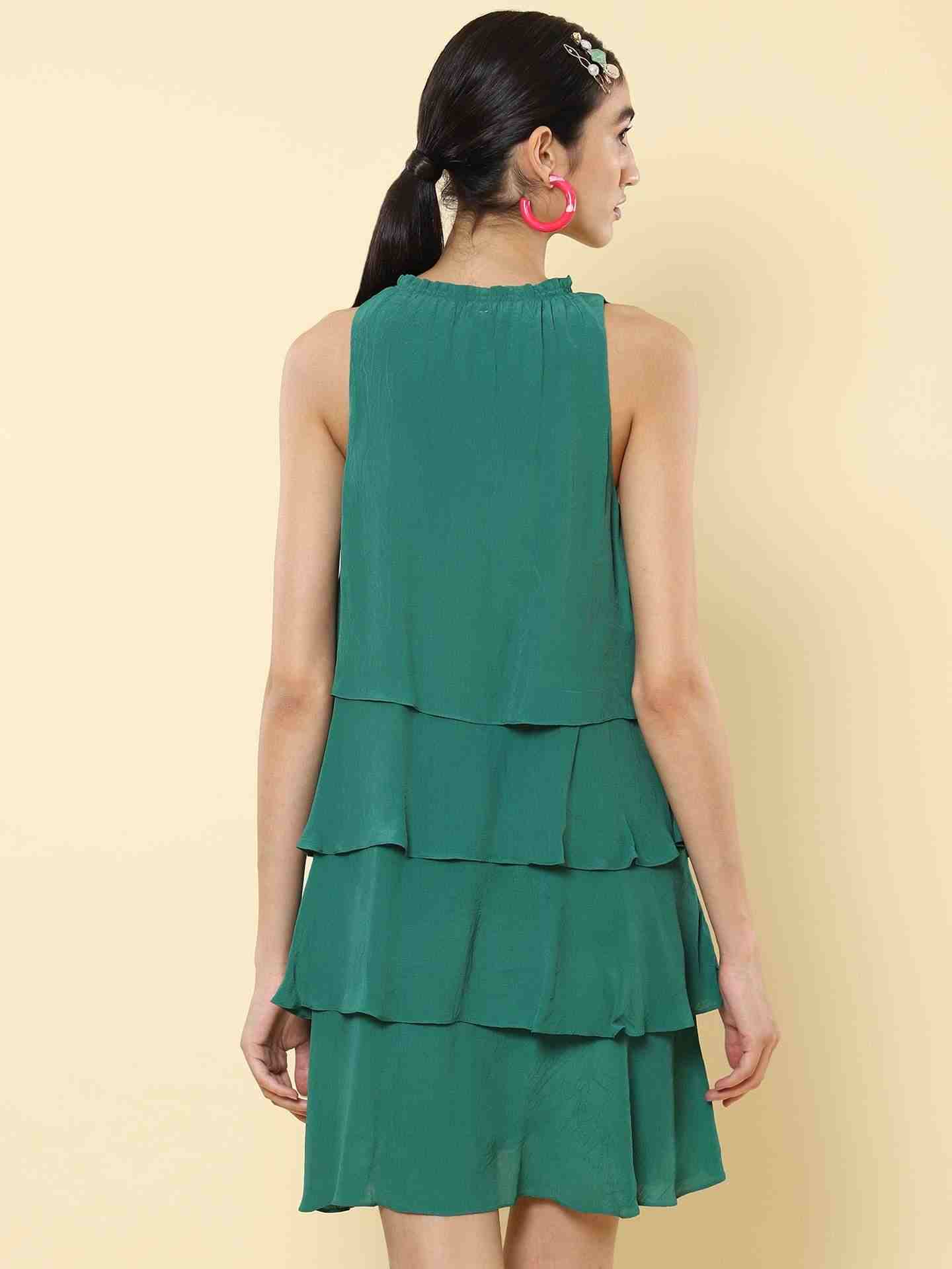 Green Aster Short Dress