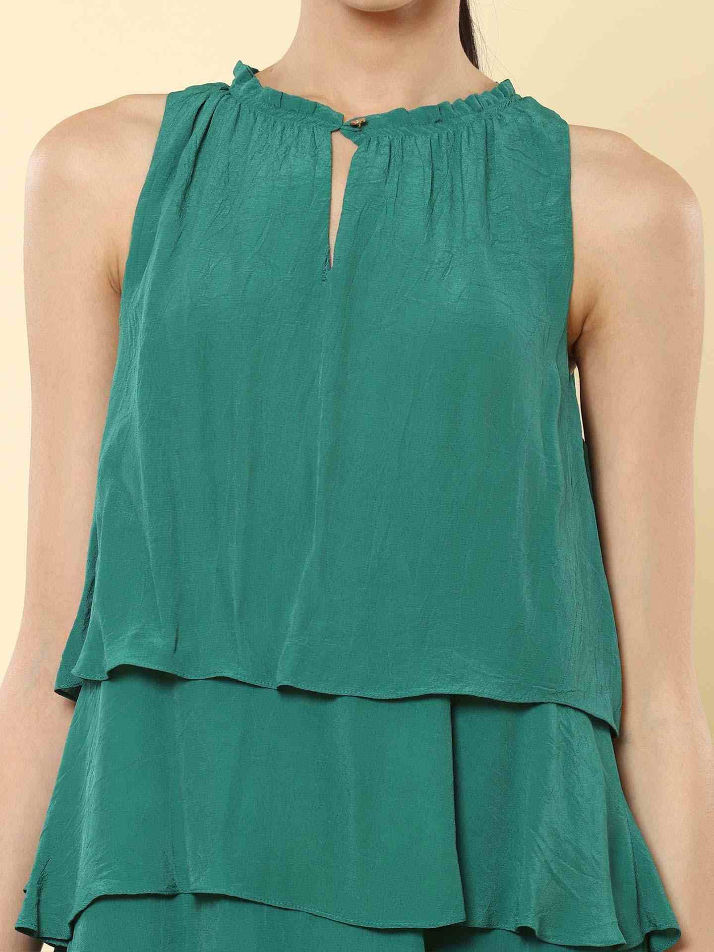 Green Aster Short Dress