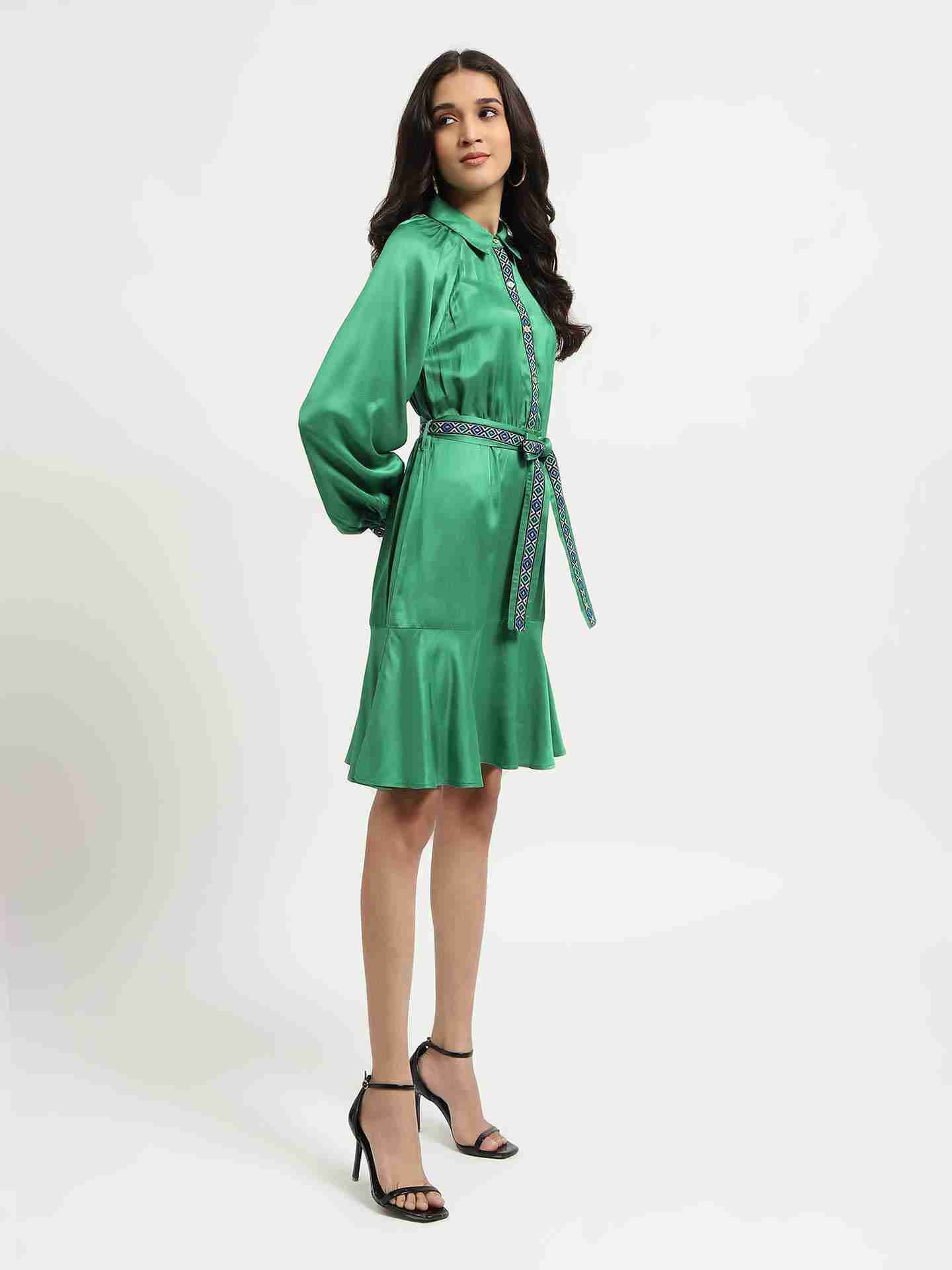 Green Amara Skater Dress
