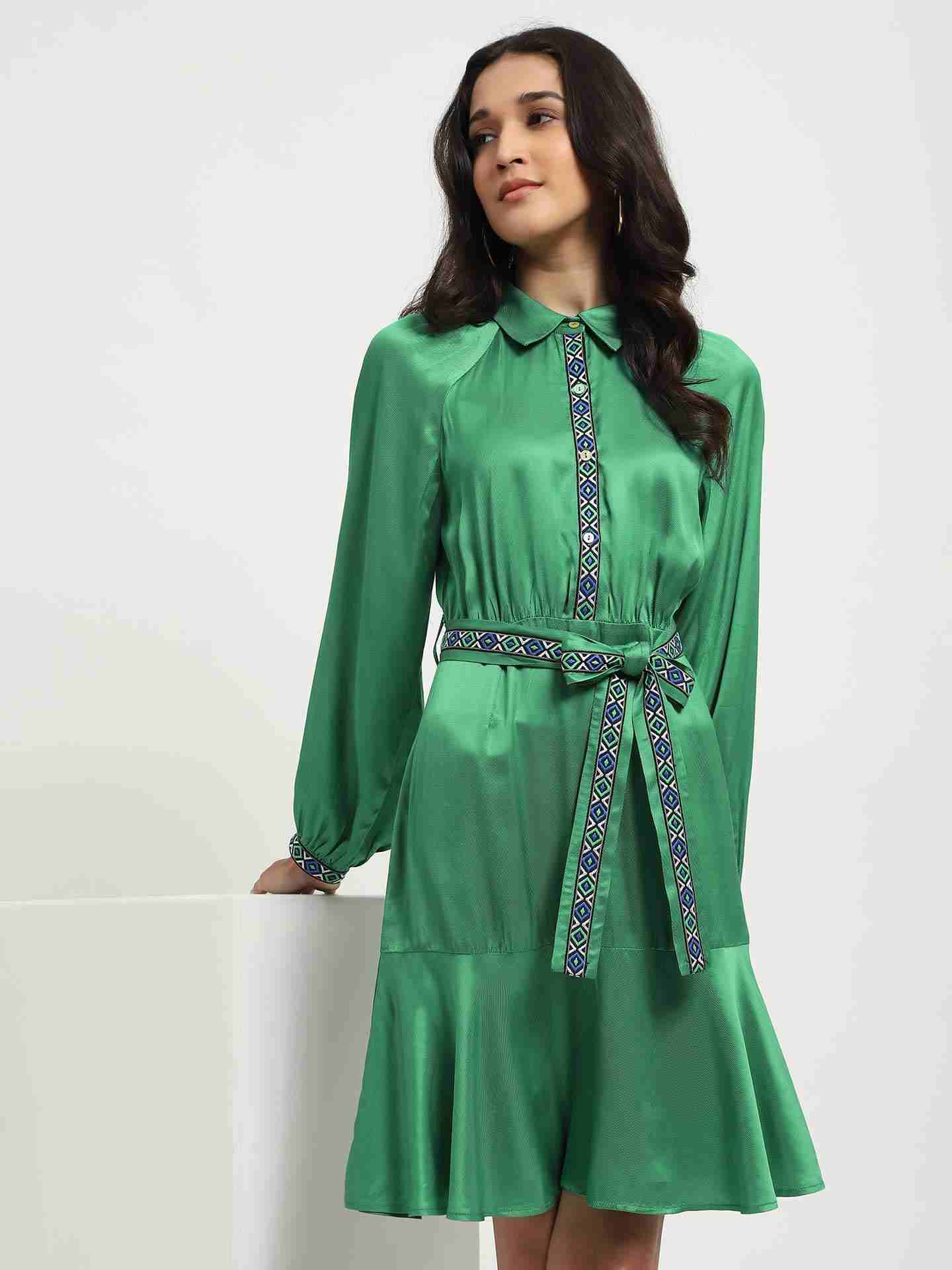 Green Amara Skater Dress