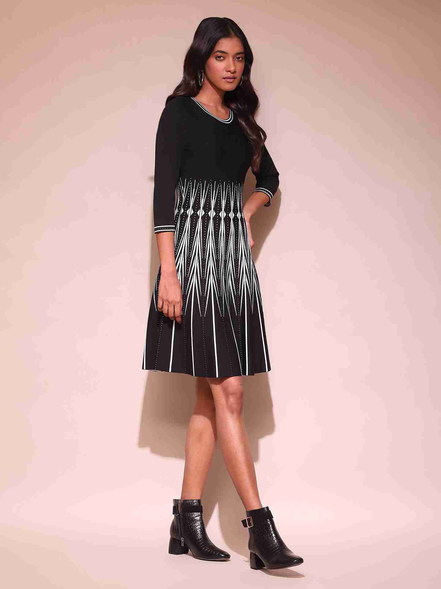 Black Haydee Ribbed Dress