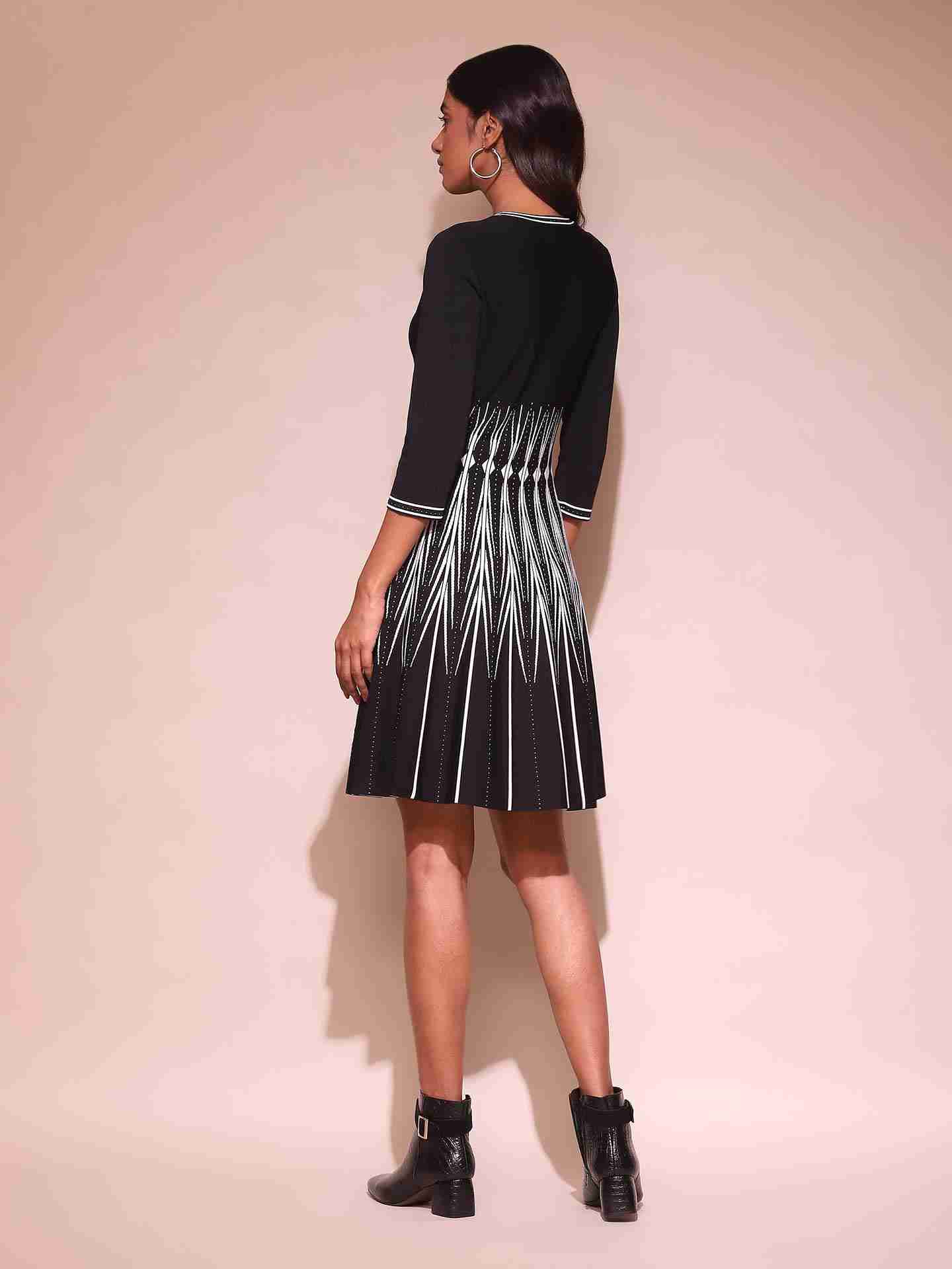 Black Haydee Ribbed Dress